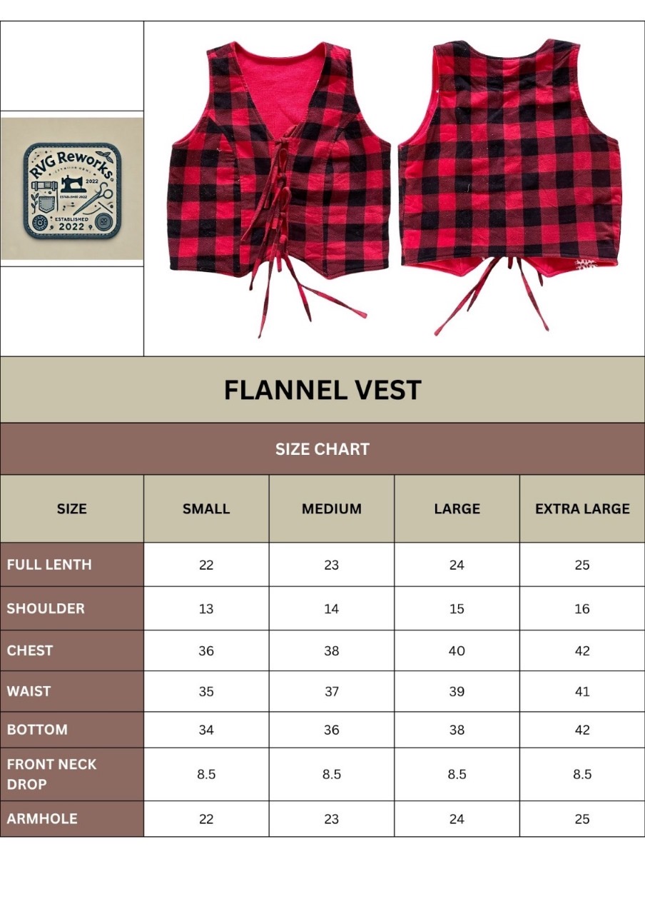 Upcycled Reversible Flannel Lace-Up Vest