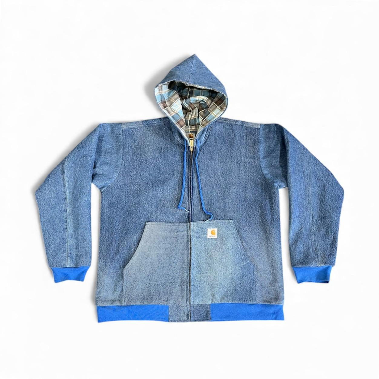 Fs-24 Upcycled Carhartt denim zip thru hoodie