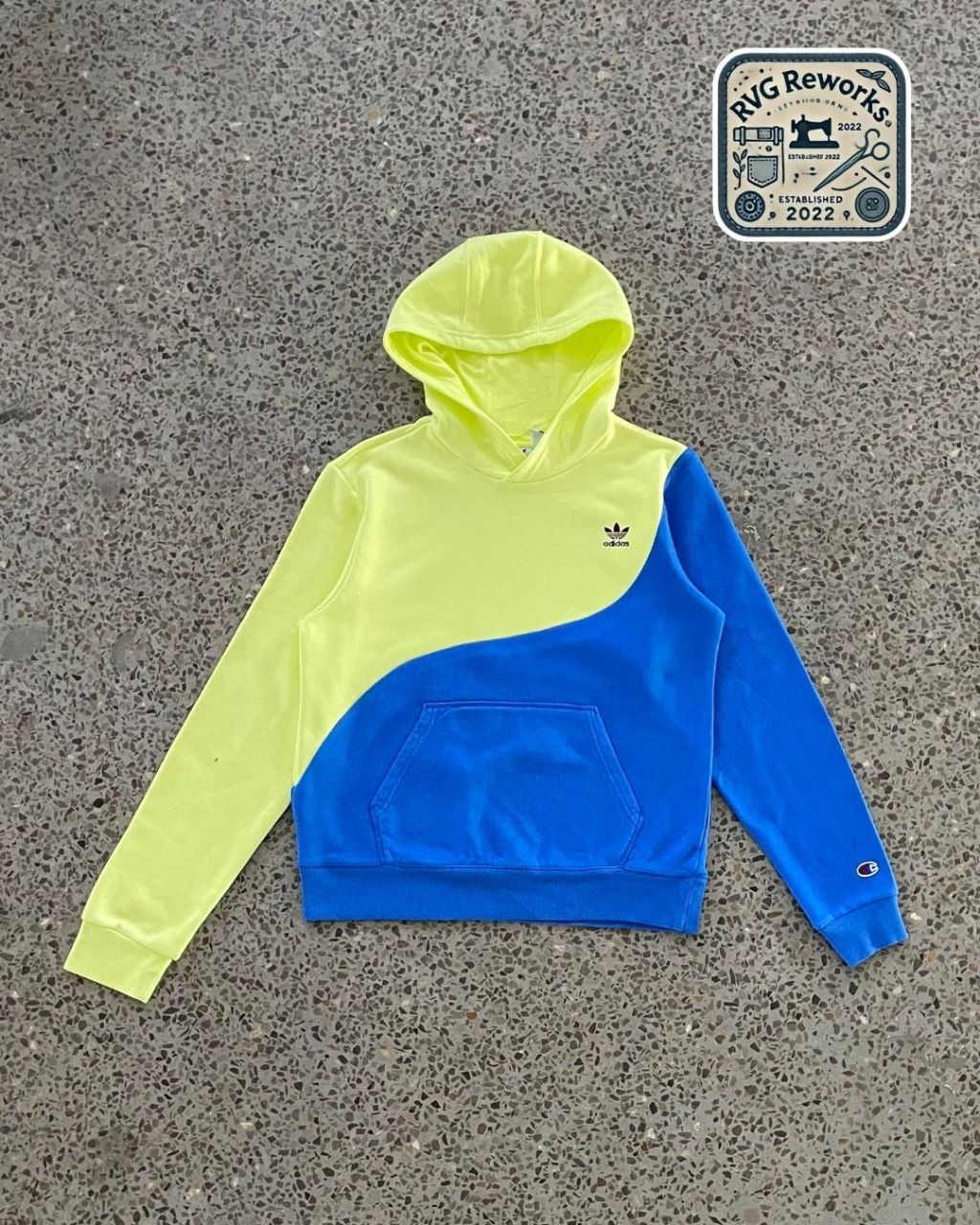 Upcycled Two-Tone Wave Rework Hoodie