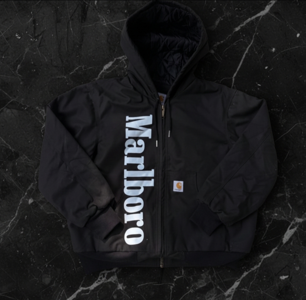 Veste noire style rework Carhartt malboro