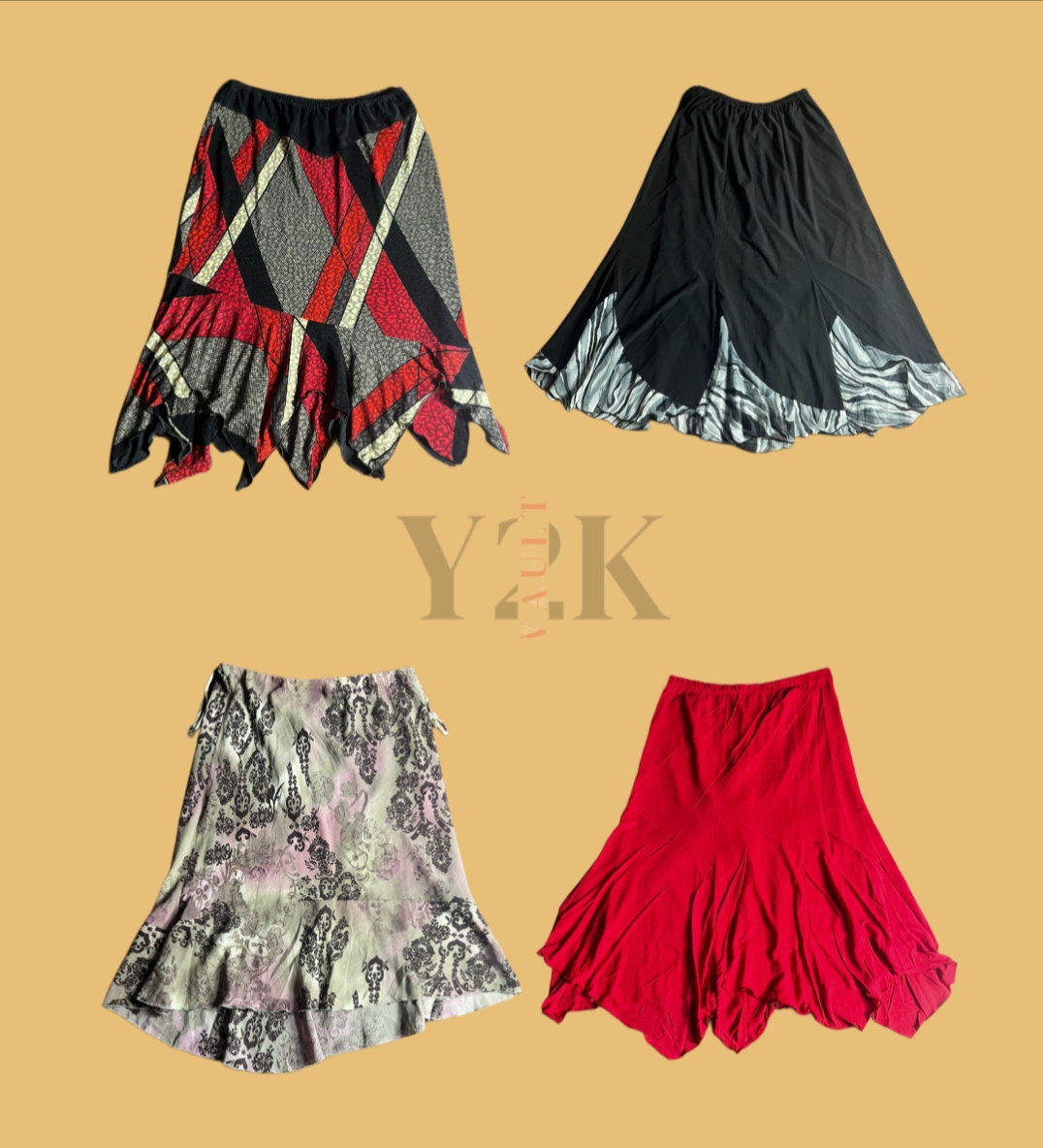 Y2K Rüschensaum Midi-Röcke (Yv-488)