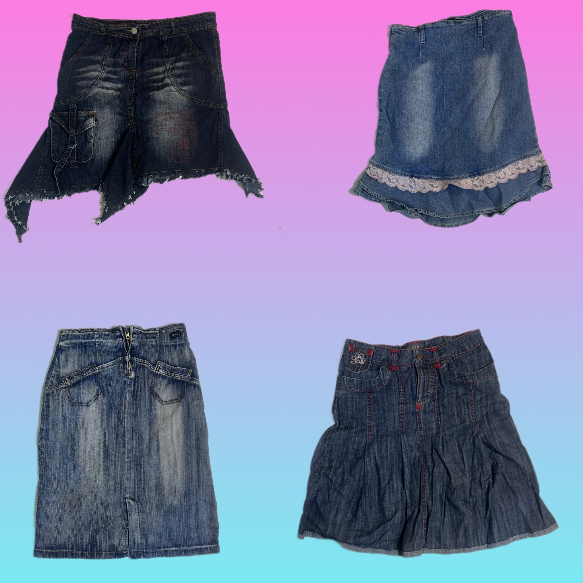 Y2K Denim Uniqye midi skirts (TH-166)