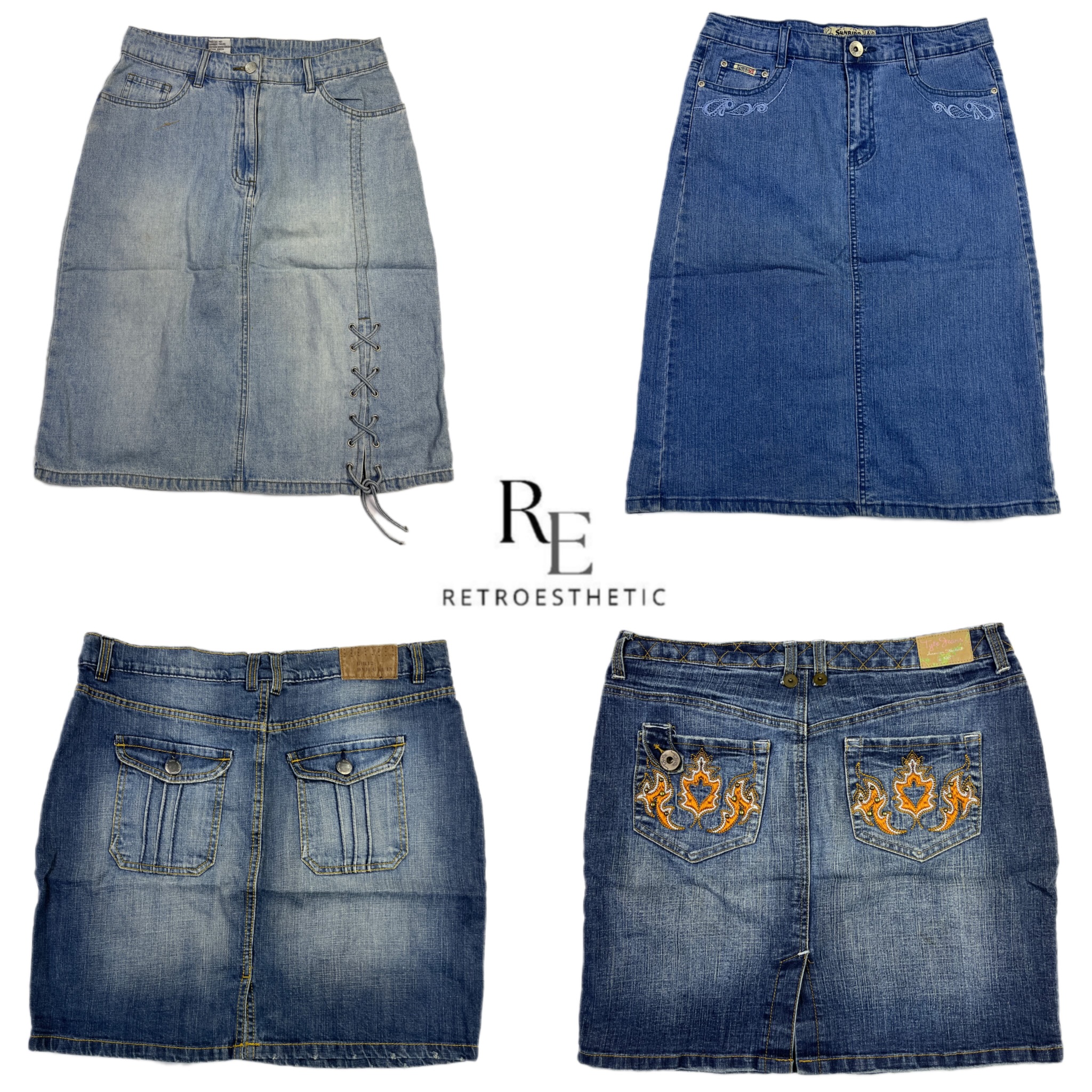 Y2K NyC IT Girl Denim Midi Skirts RE-2506