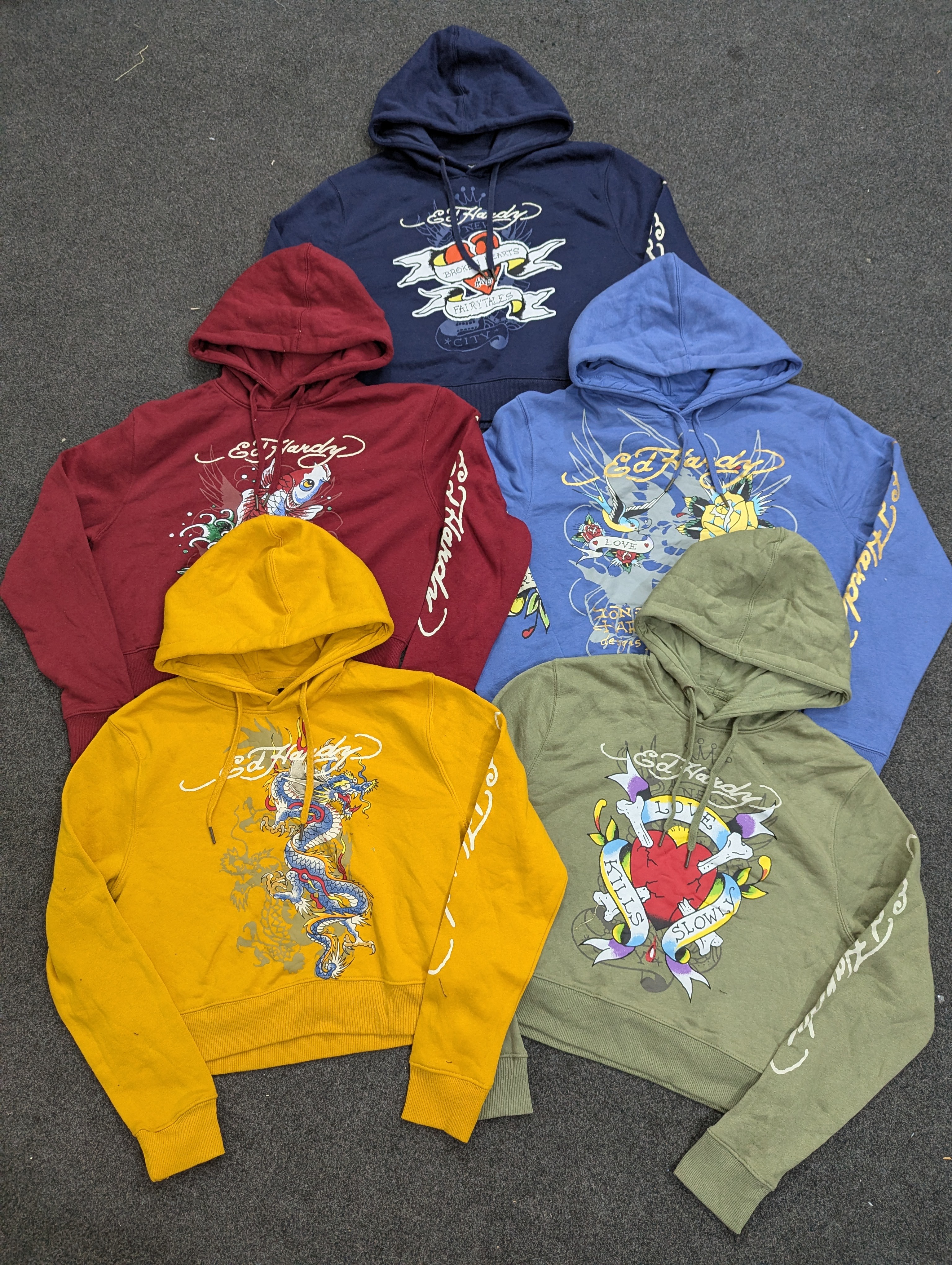 Ed Hardy Women's Cropped Pullover Hoodies, Mix Colours