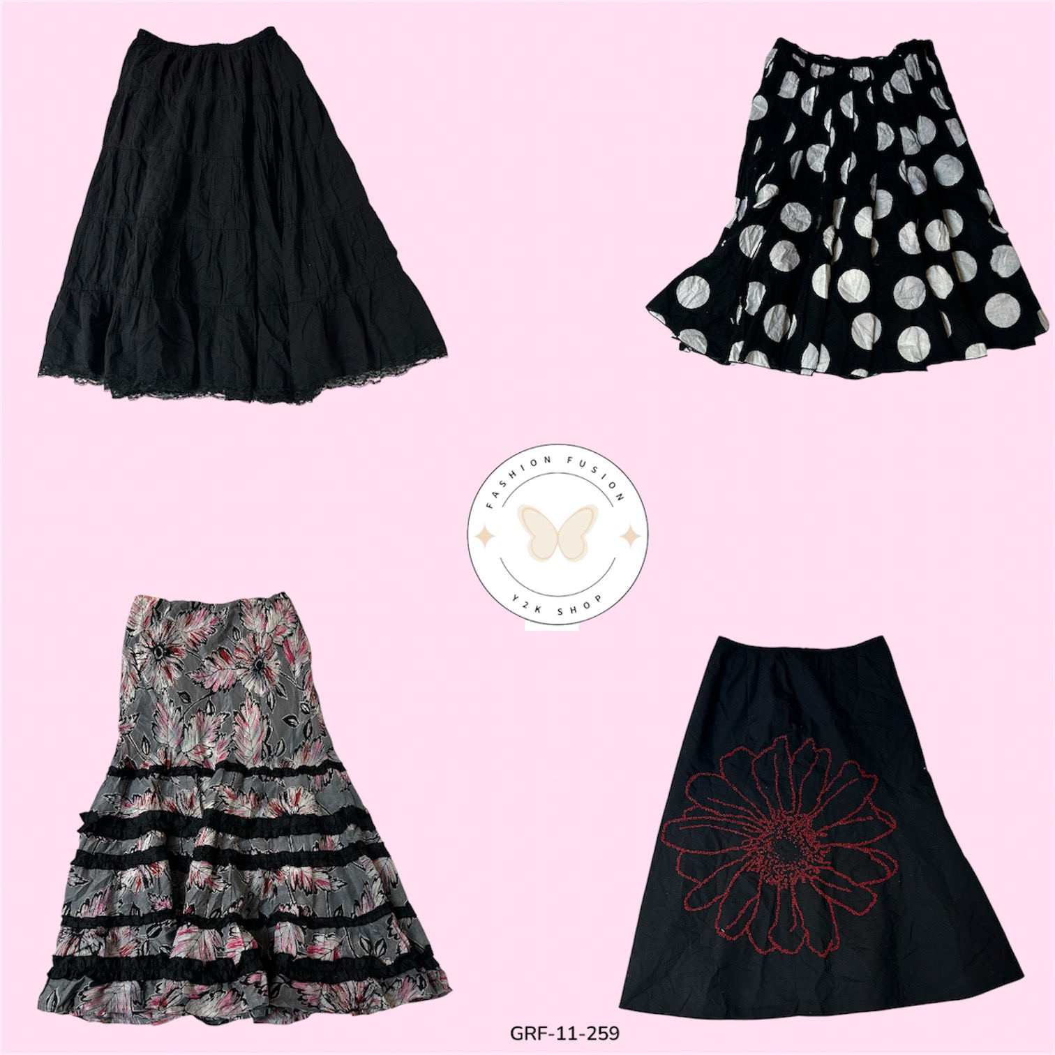Black Cotton A-Line Skirt – Everyday Essential (GRF-11-259)