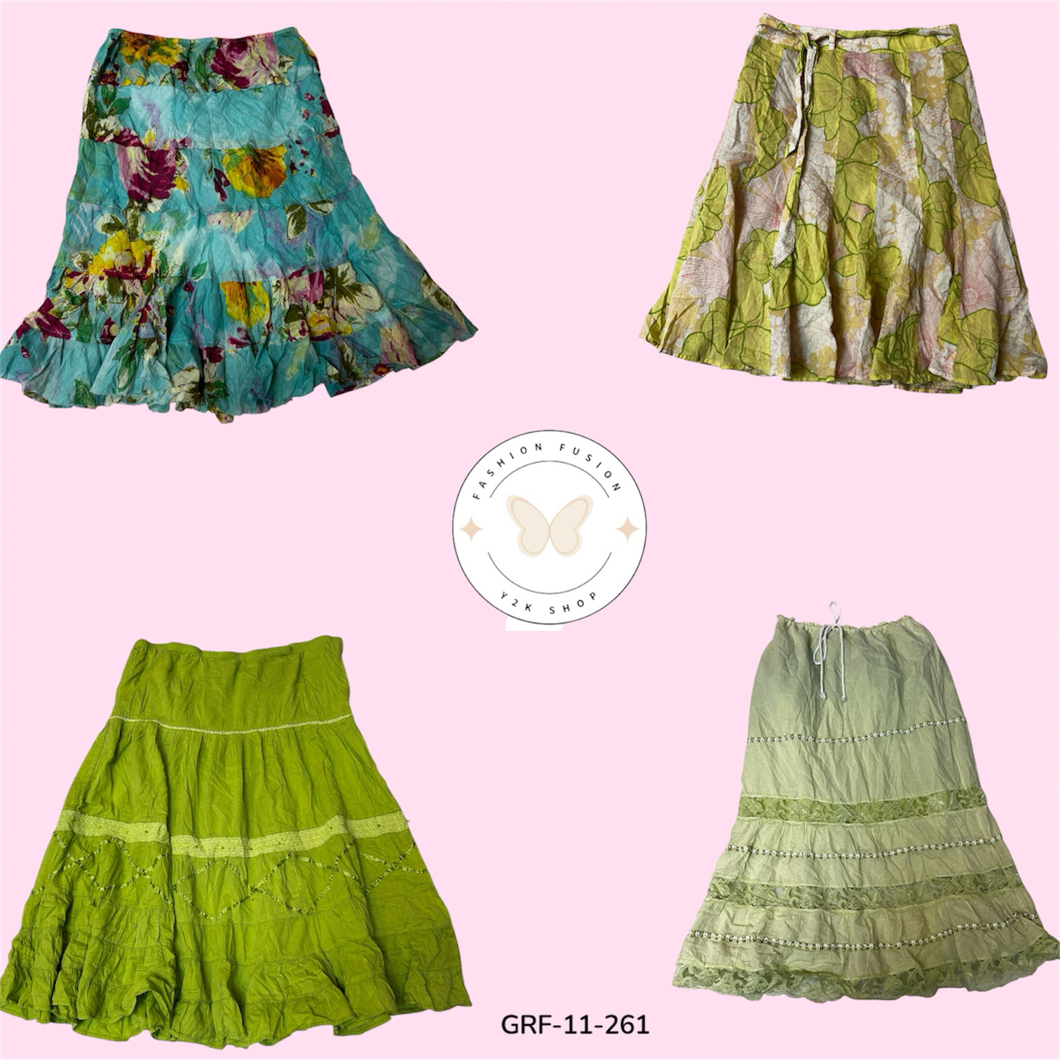 Green Cotton Skirt – Minimal Everyday Style (GRF-11-261)