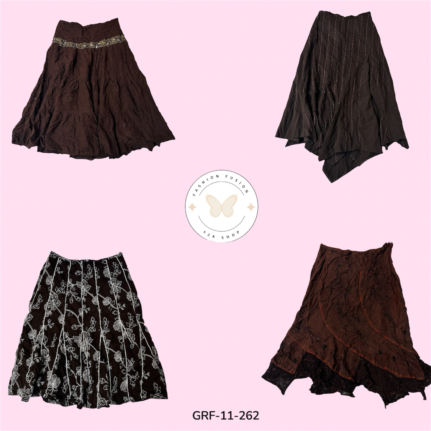 Brown Cotton Everyday Skirt – Minimal & Comfortable (GRF-11-262)