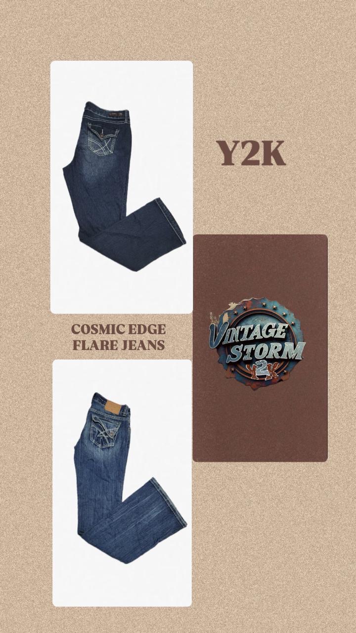 Calças Jeans Flare Y2K Cosmic Edge