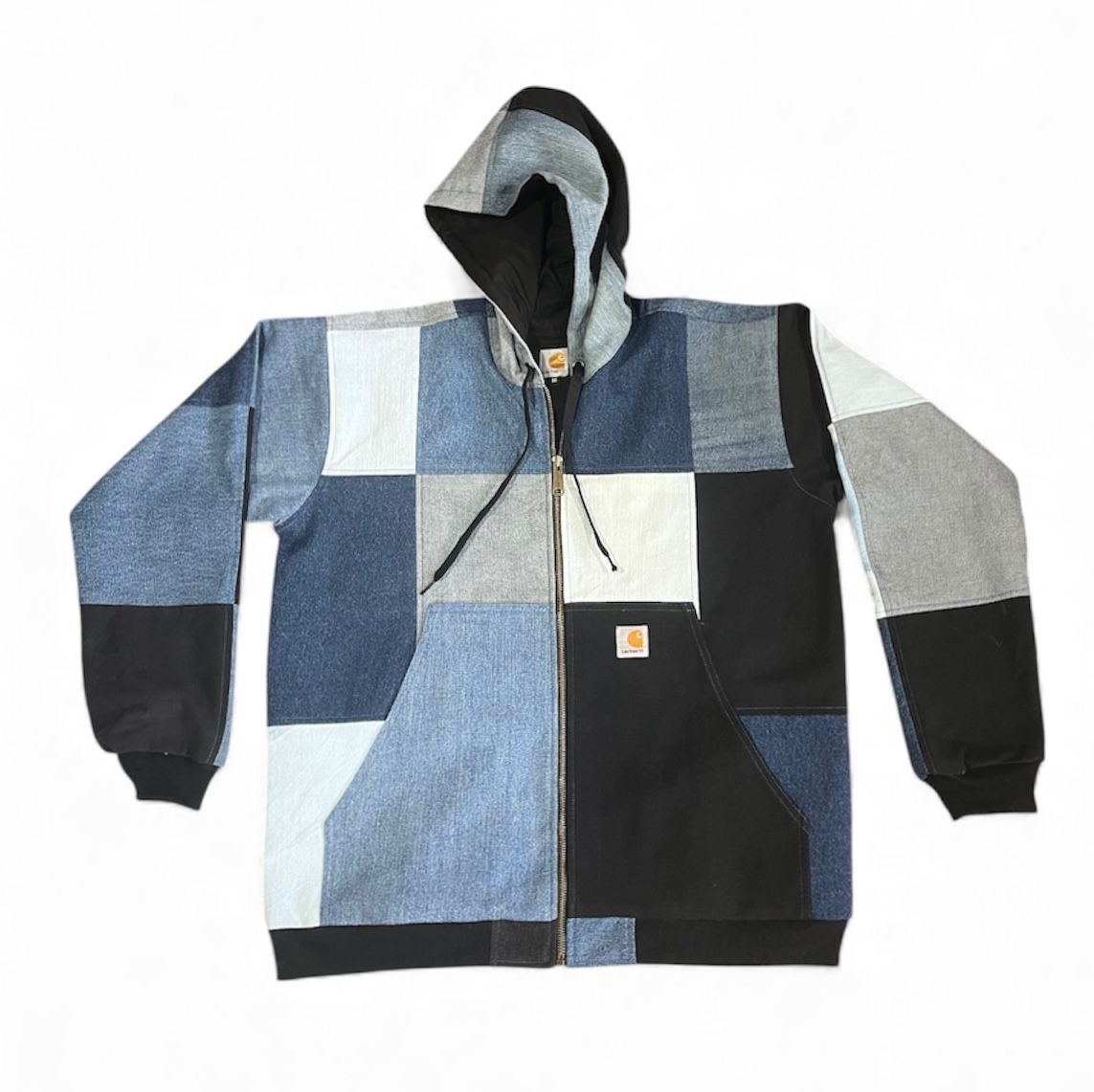Fs-26 Upcycled Carhartt hoodie with denim patchwork