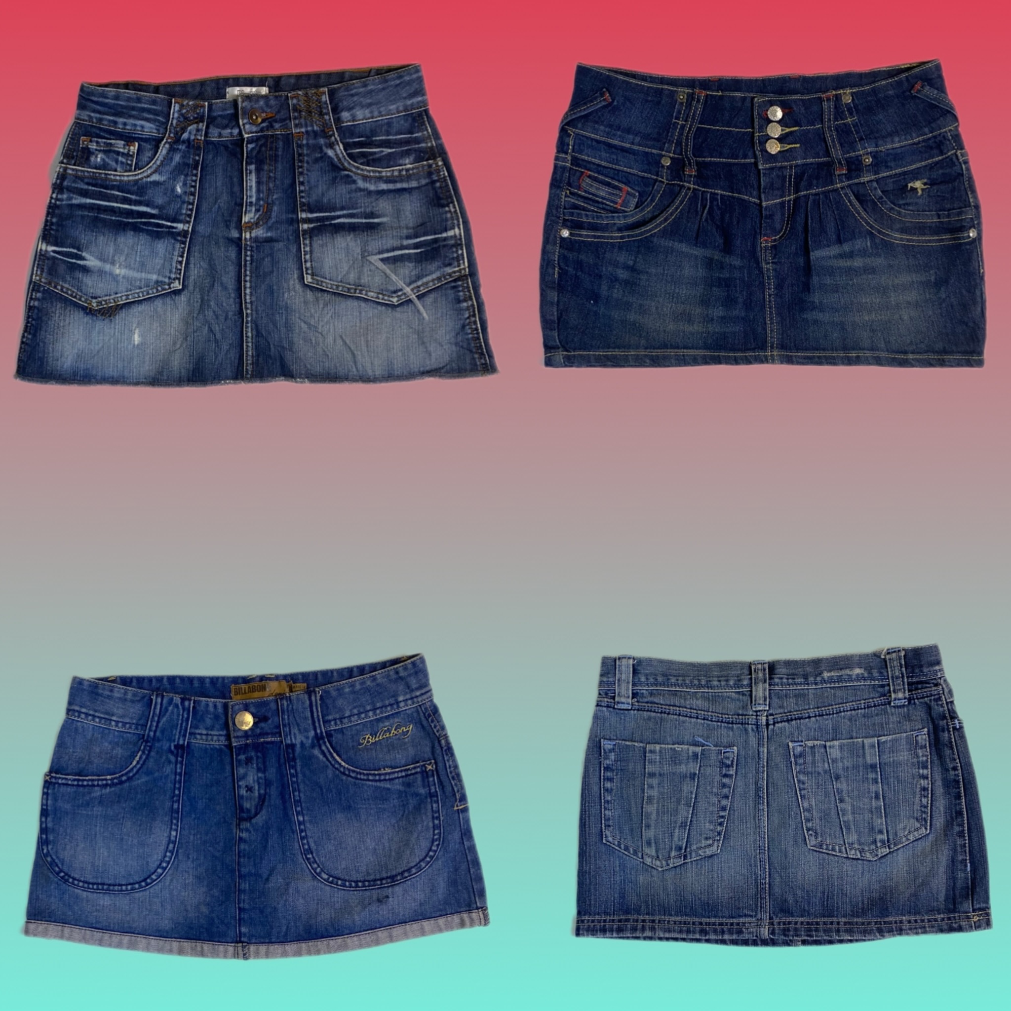 Saia mini de denim Y2K (TS-1635)