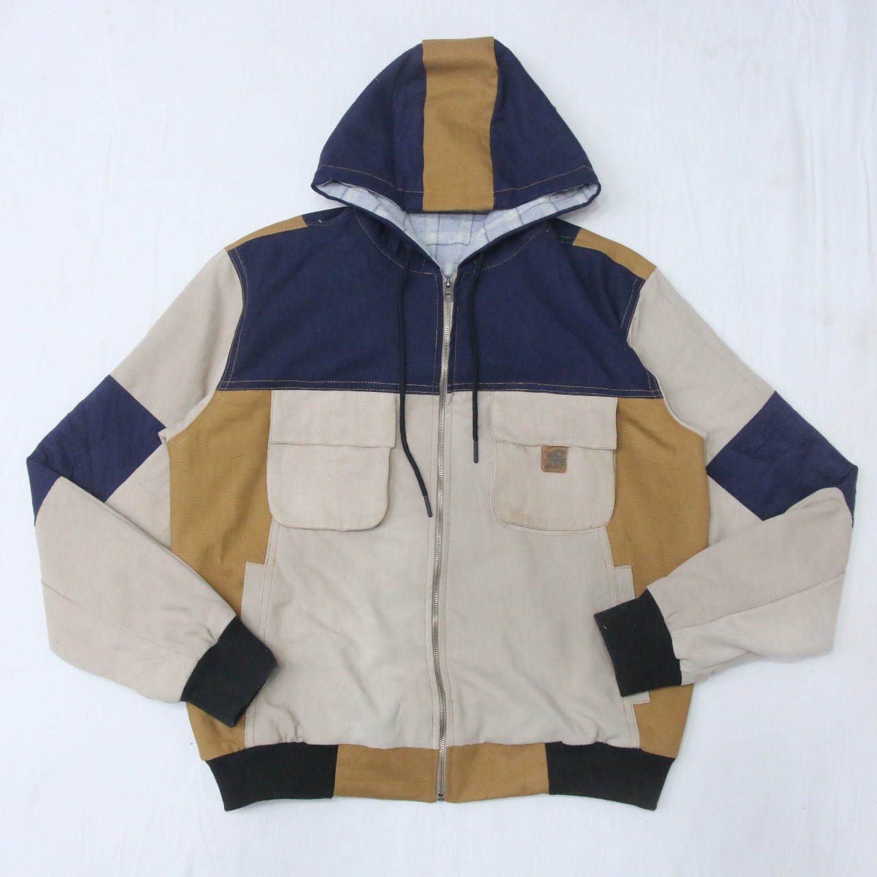 CR974 Upcycled Carhartt Patchwork Workwear Hoodie/..