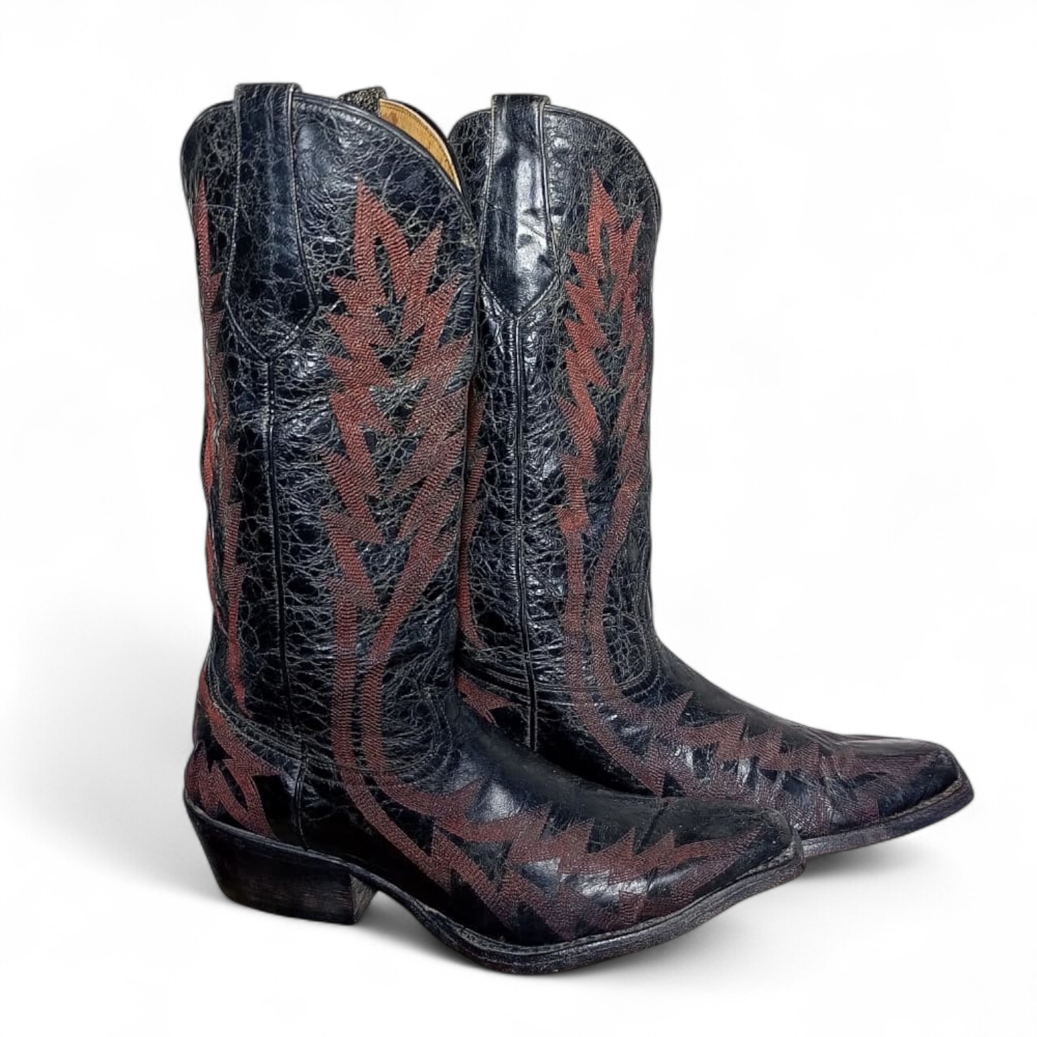 SA#351 Vintage Cowboy Boots • Eye catching color f..
