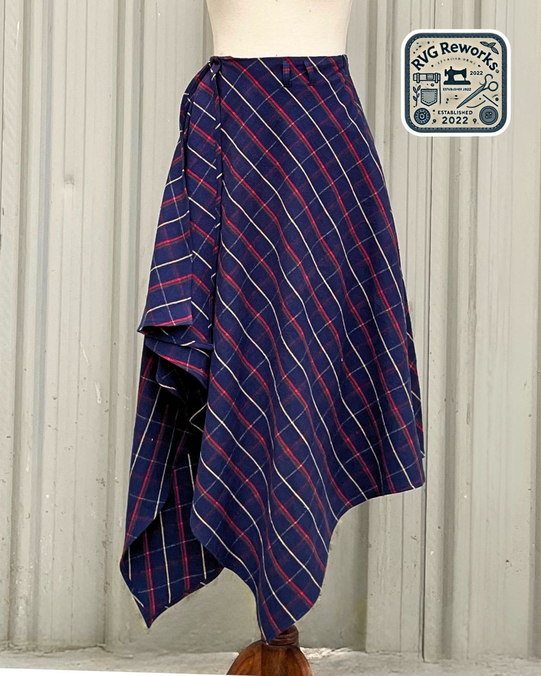 Upcycled Asymmetrical Plaid Flannel Skirt