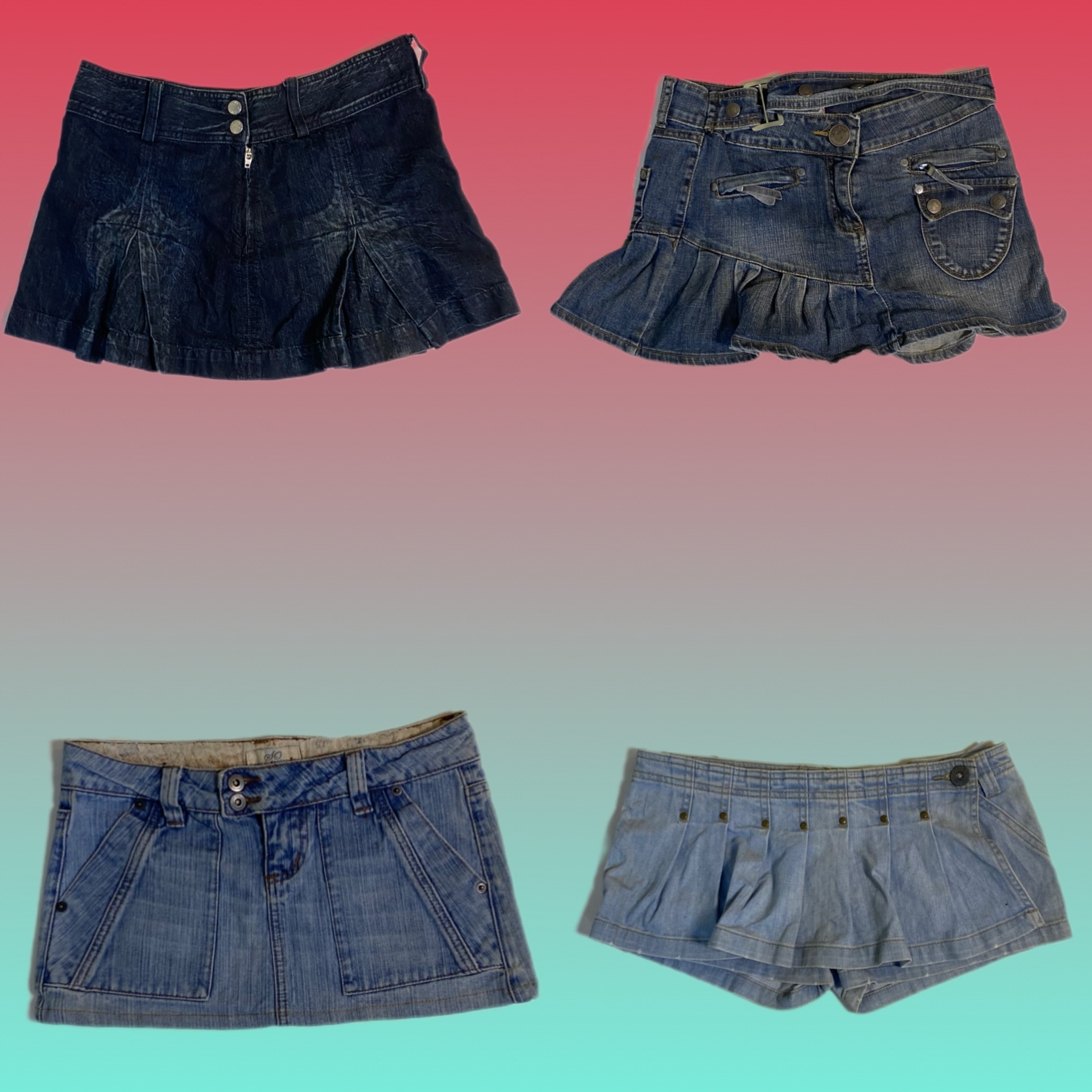 Gonne mini in denim Y2K )TS-1639)