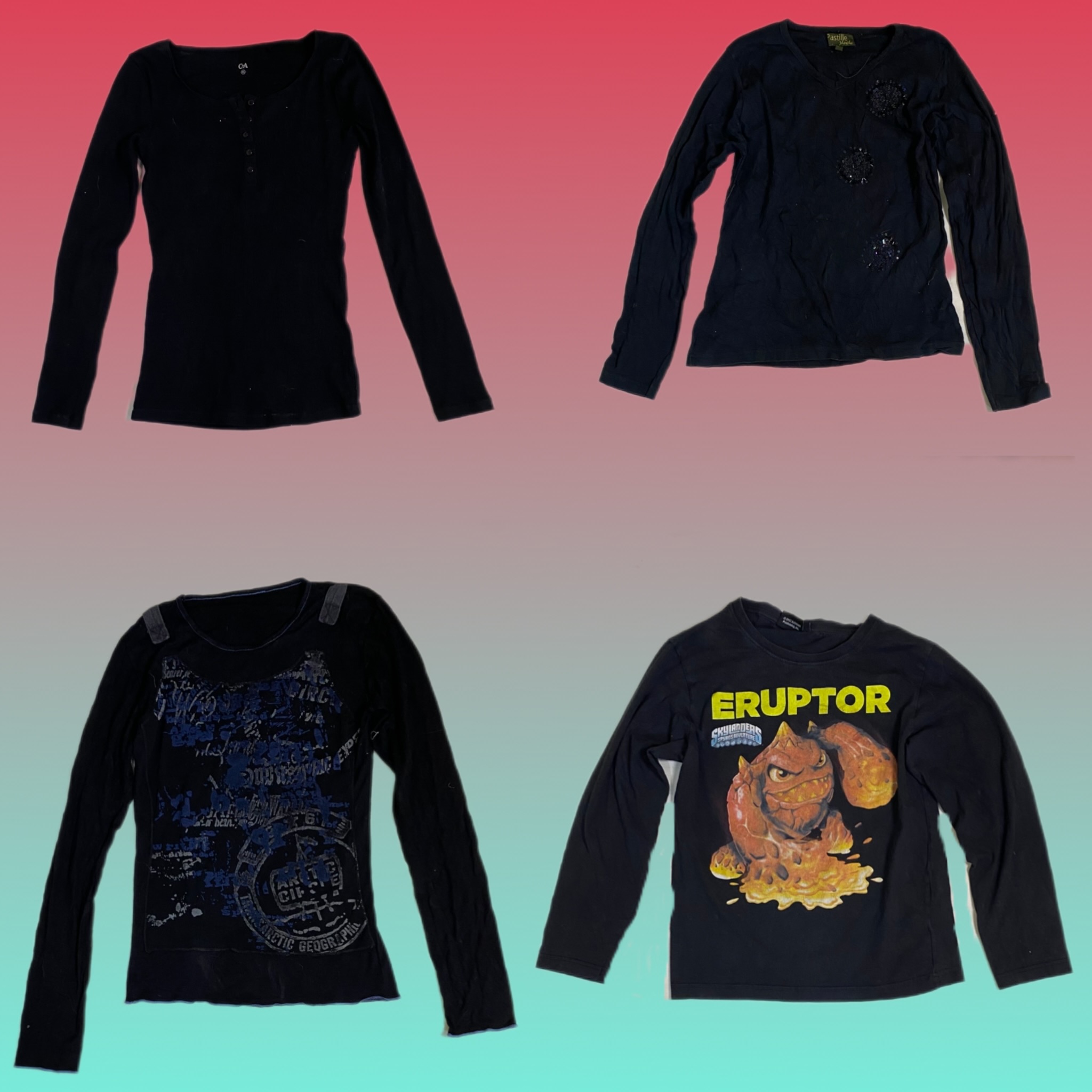 Y2K Black gothic full sleeve Tops (TS-1646)