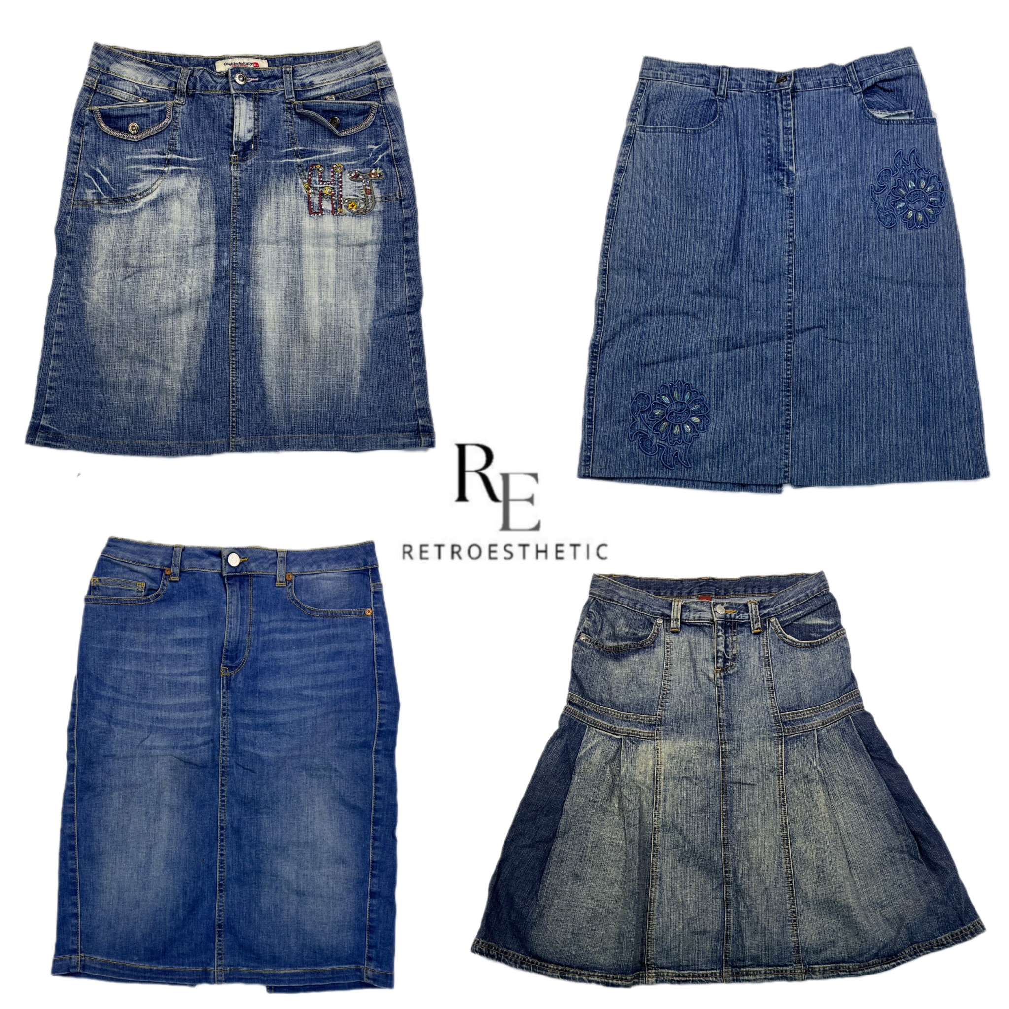 Y2K Britney Era girl Demim Midi skirts RE-2514