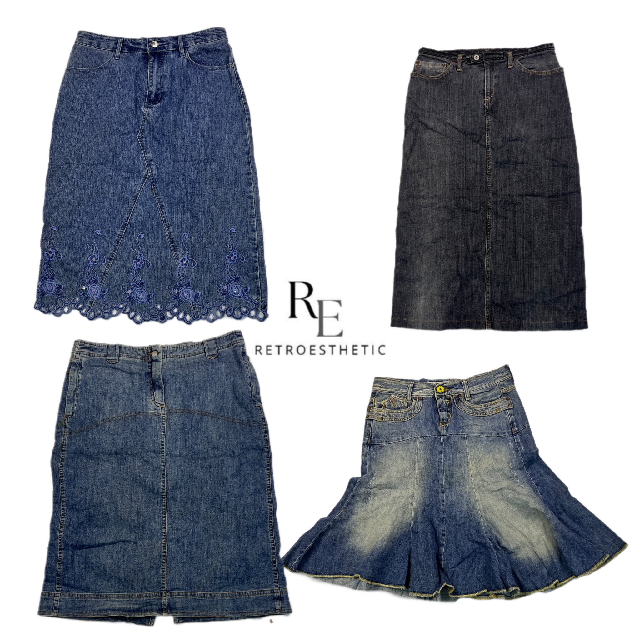 Y2K NYC Paris Hilton Denim Midi Skirts RE12513