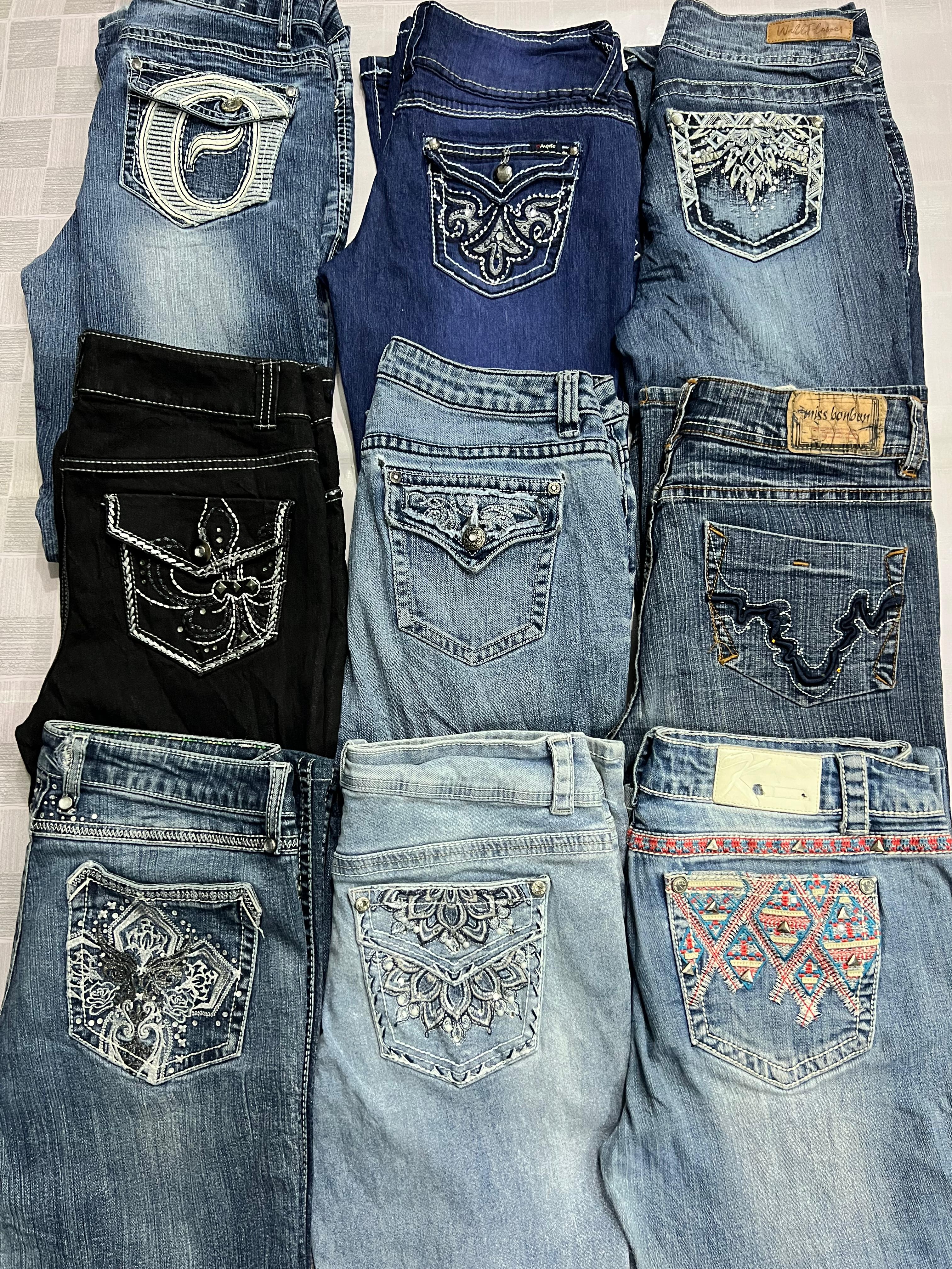 R198 Ladies Embellished Y2k Flared Jeans