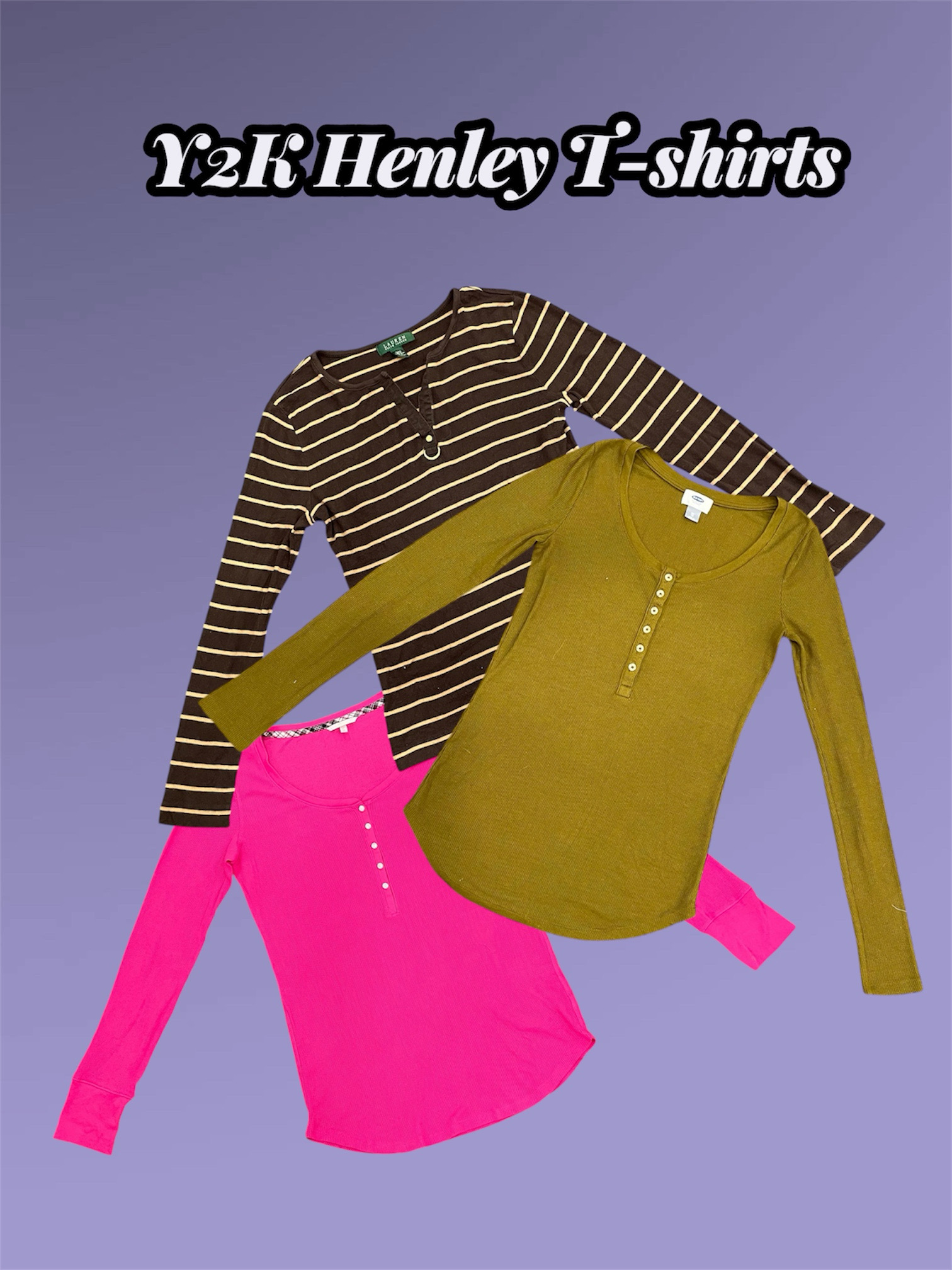 Y2K Branded Henley Tops