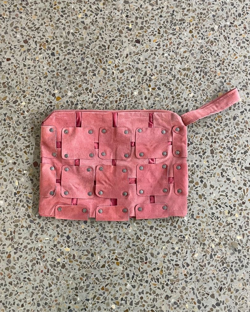 Upcycled Suede Nieten Laptop Tasche