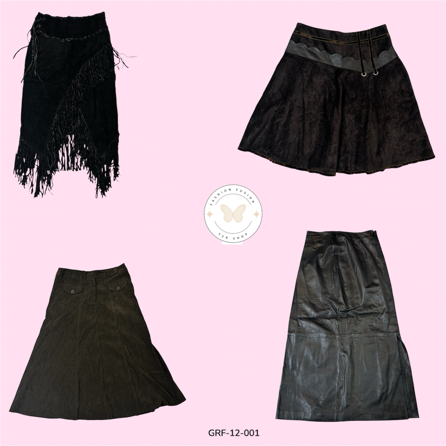 Jupe en cuir et daim classique – Indispensable intemporel de votre garde-robe (GRF-12-001)