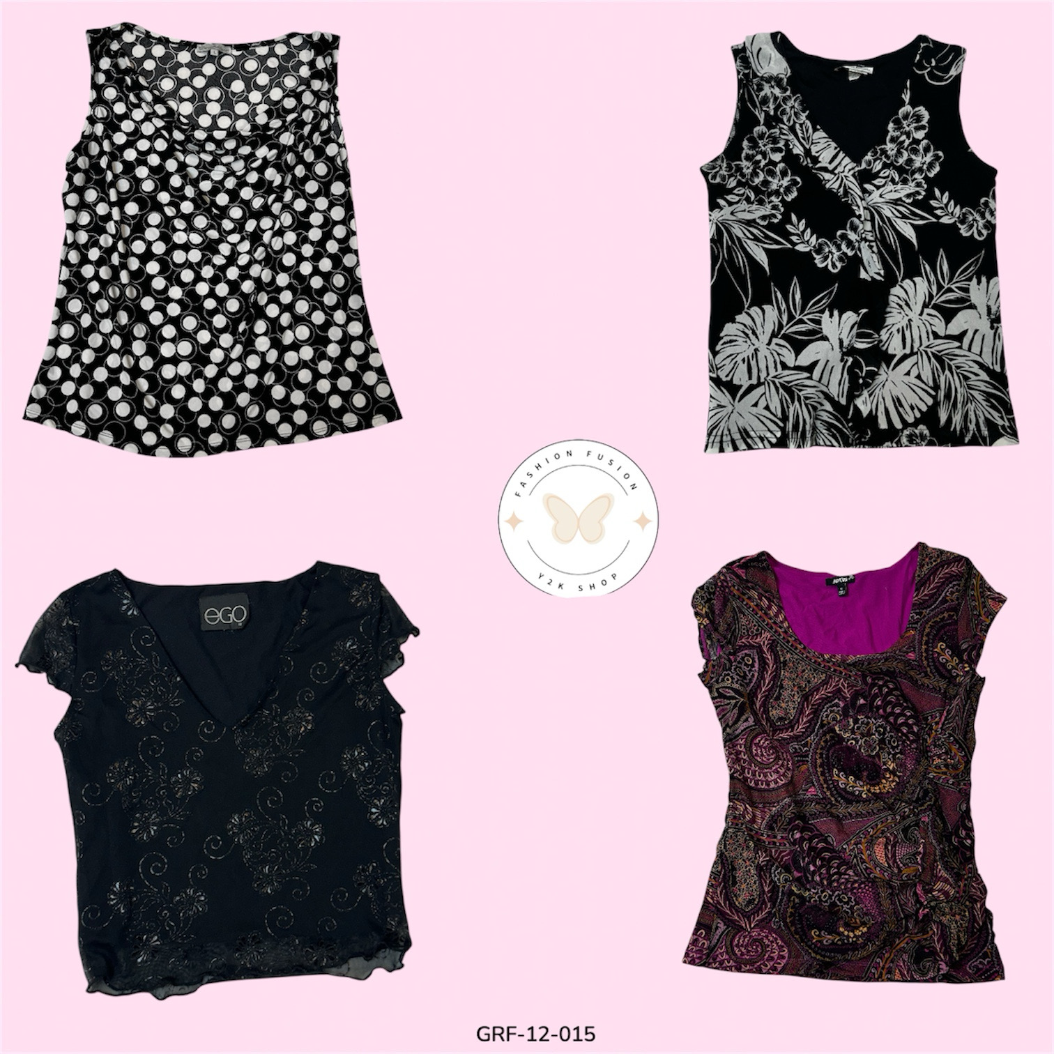 Elegant Black Poly Printed Blouse – Lightweight & Modern Fit (GRF-12-015)