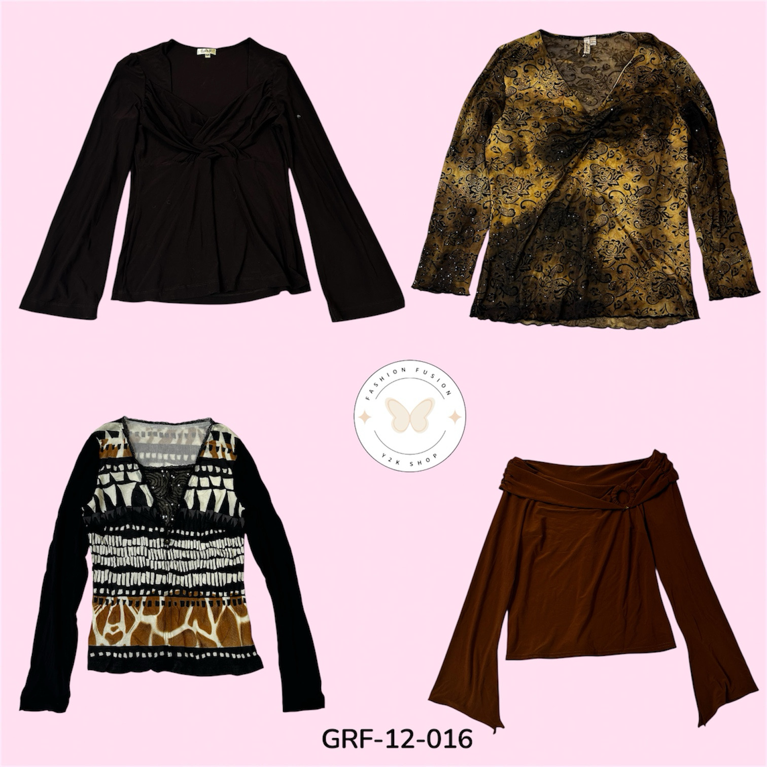 Elegant Brown Poly Printed Blouse – Lightweight & Modern Fit (GRF-12-016)