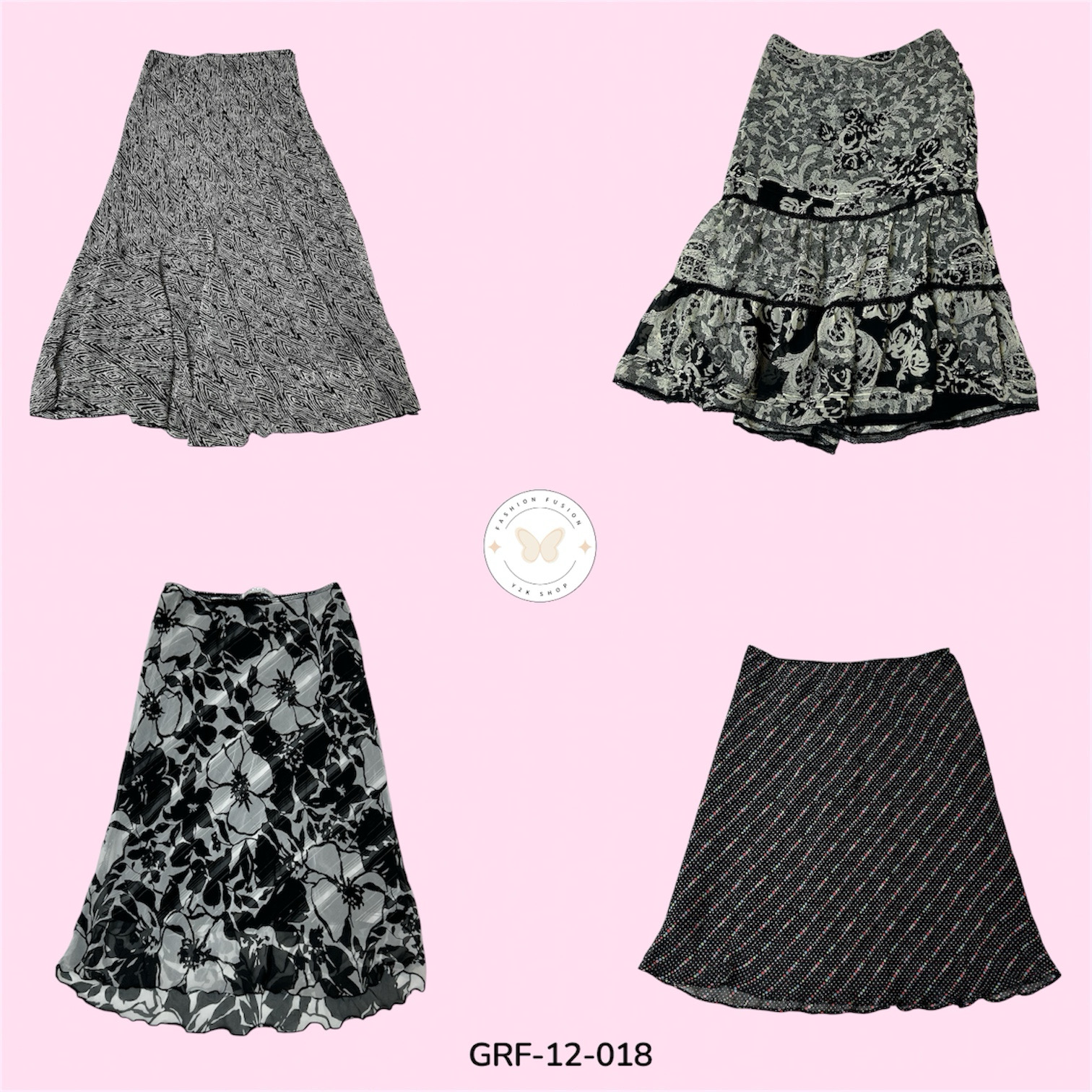 Elegant Poly Printed Skirt – Lightweight & Flowy Everyday Wear (GRF-12-018)