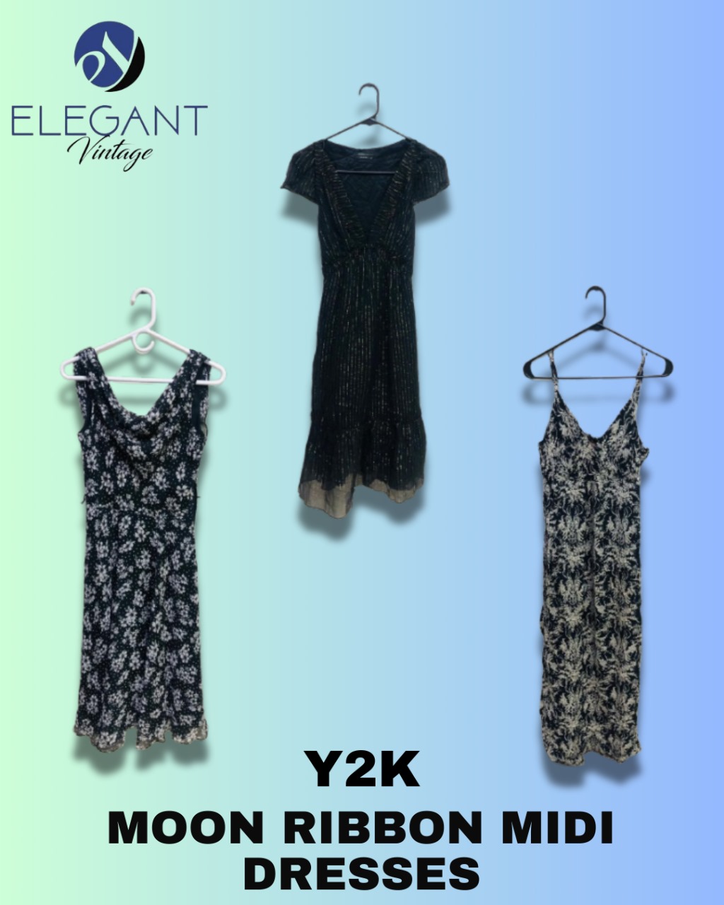 Y2K Moon Ribbon Midi Dresses - EV1253