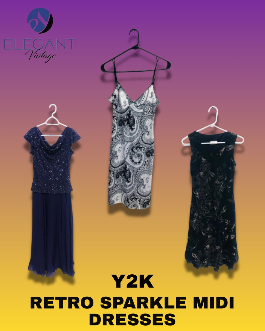 Y2K Retro Sparkle Midi Dresses - EV1258