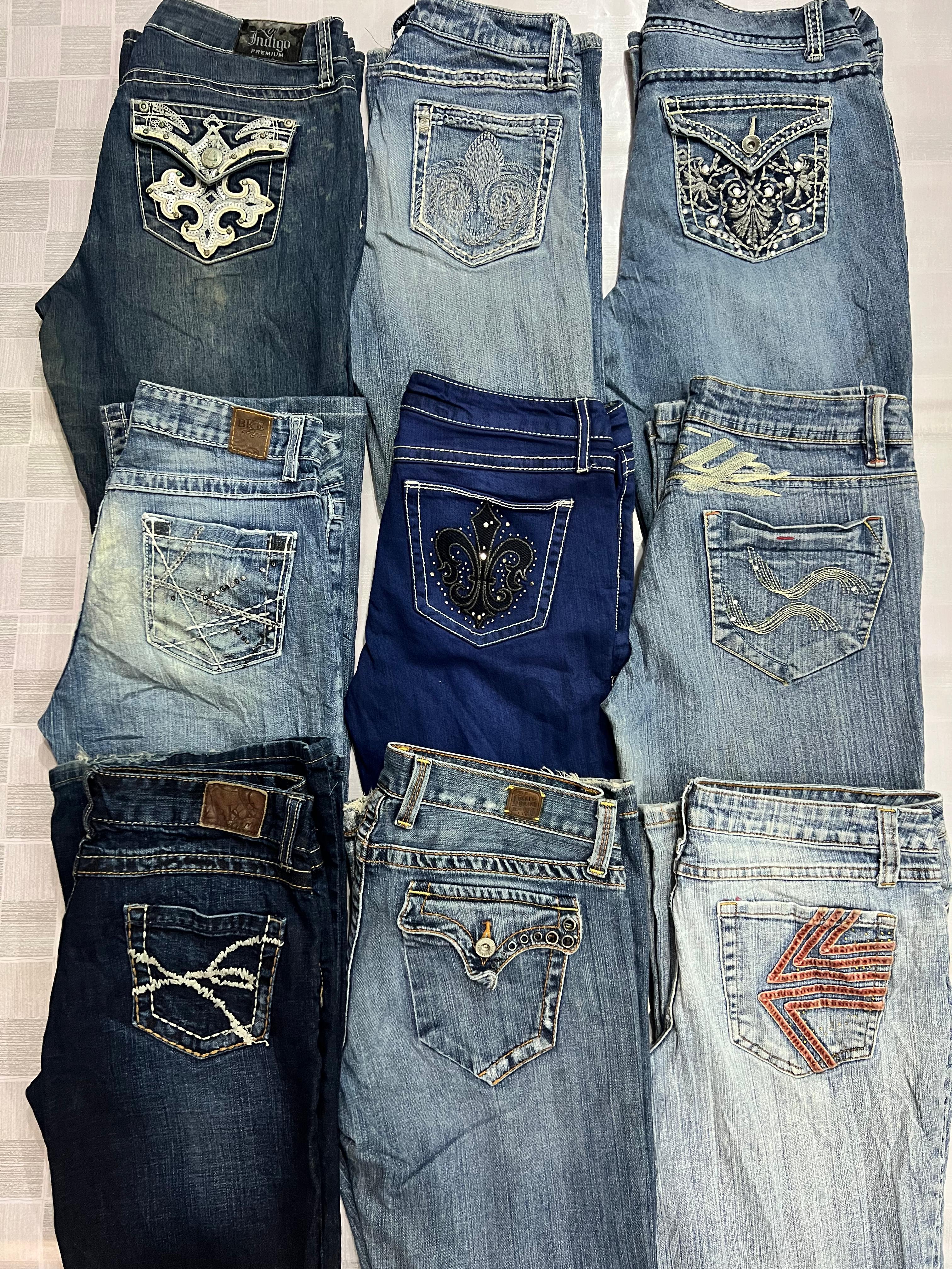 R202 Ladies Embellished Y2k Flared Jeans