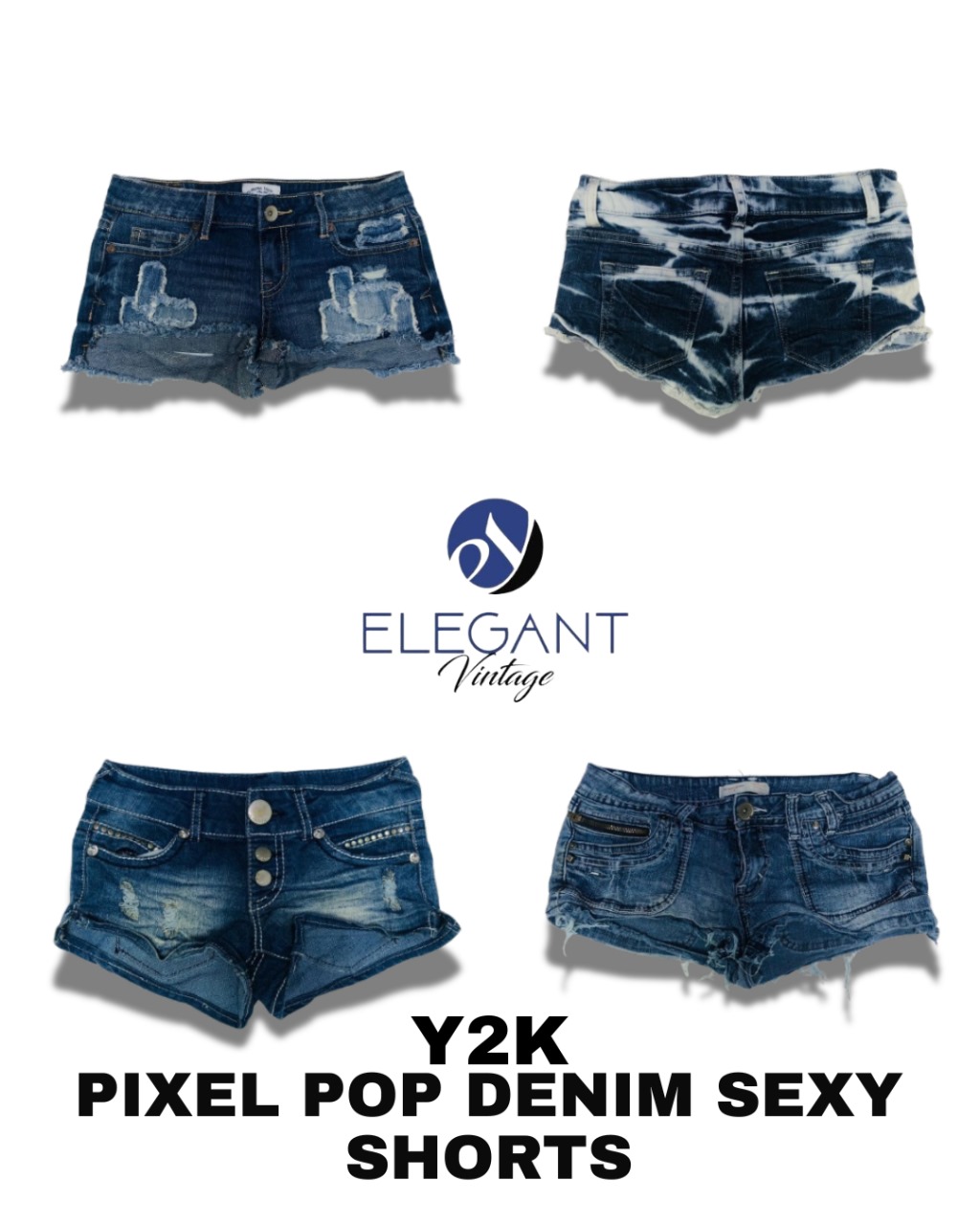 Y2K Pixel pop Denim Sexy Shorts - EV1274