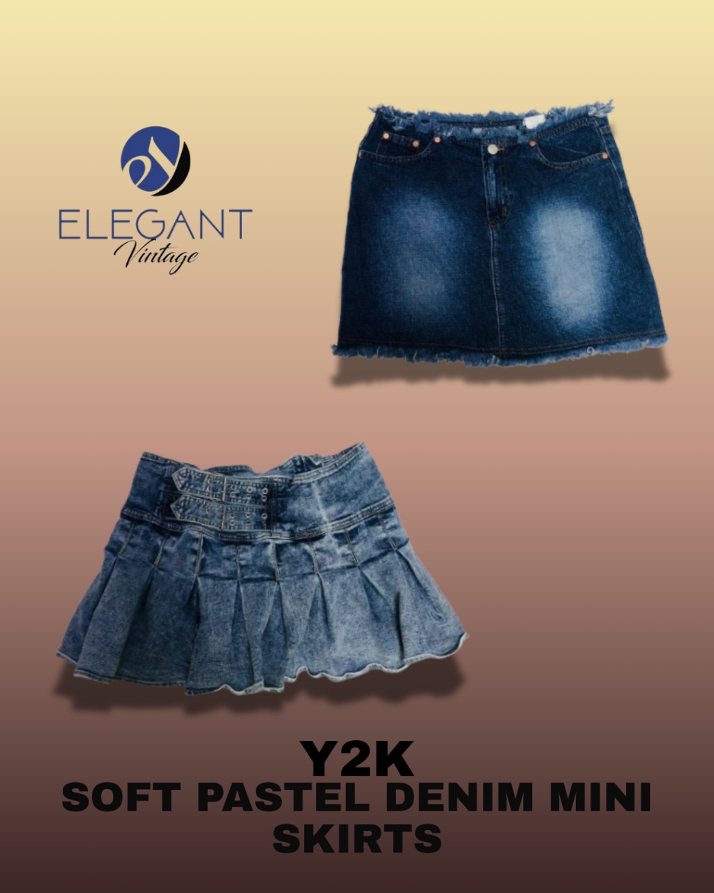 Y2K Soft pastel Denim Mini Skirts - EV1279