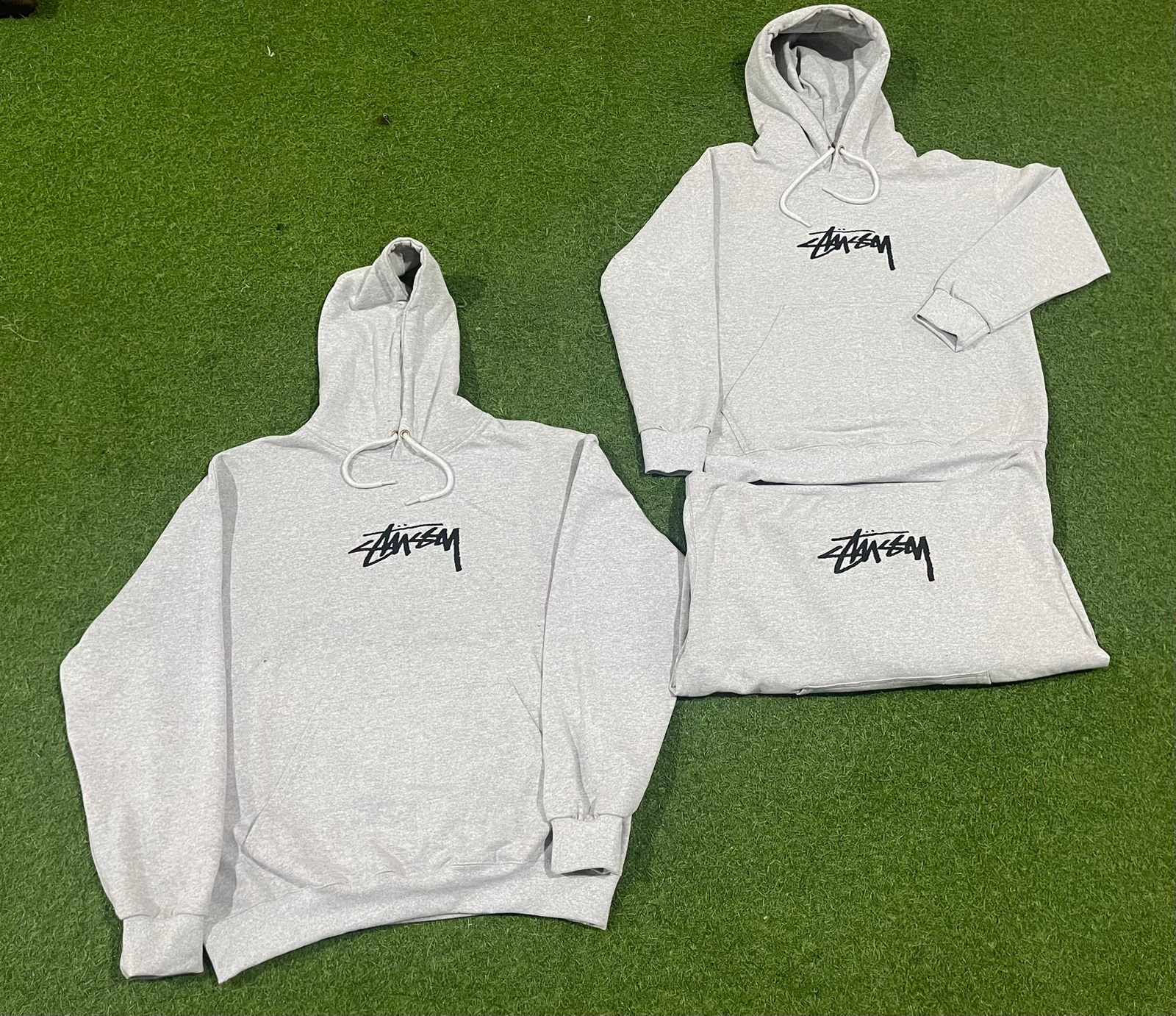 Grey stussy rework hoodie sweatshirt
