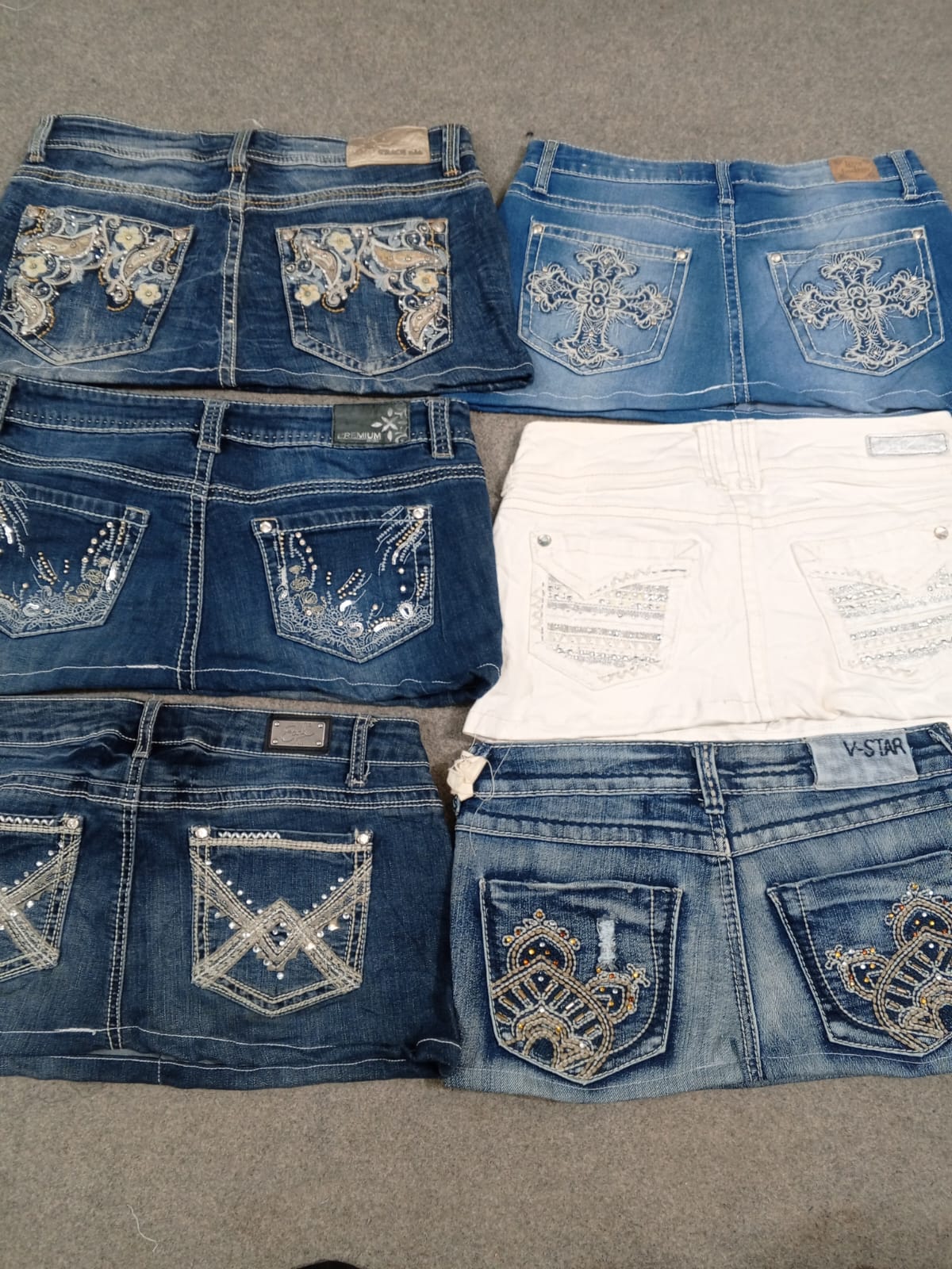 HD1248 Ladies Upcycled Y2K Denim Micro Mini Skirts