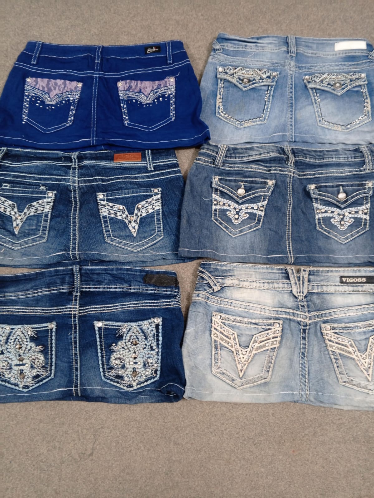 HD1247 Ladies Upcycled Y2K Denim Micro Mini Skirts