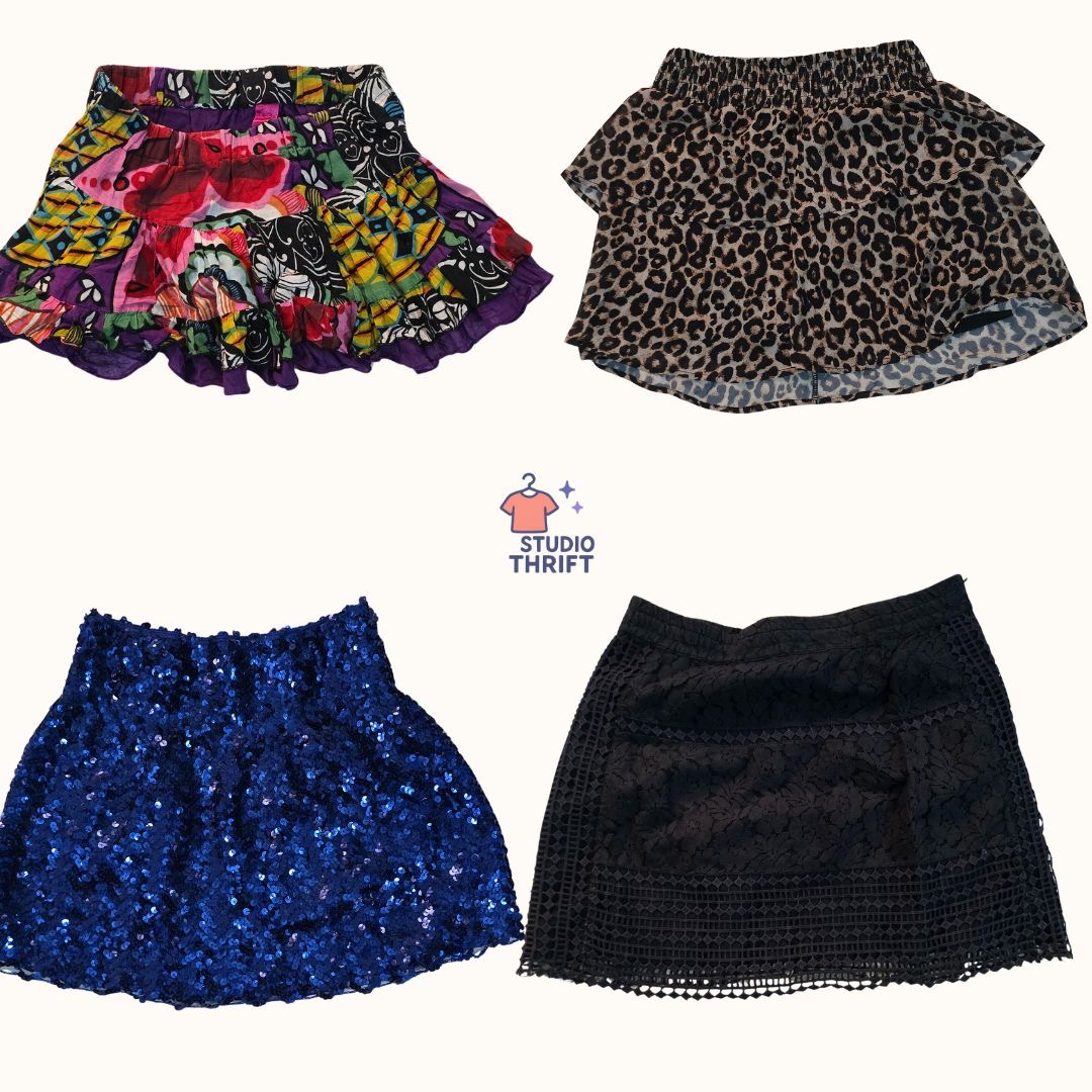 Y2K Statement Mini Skirts | Sequin, Lace & 2000s Prints - SK-001