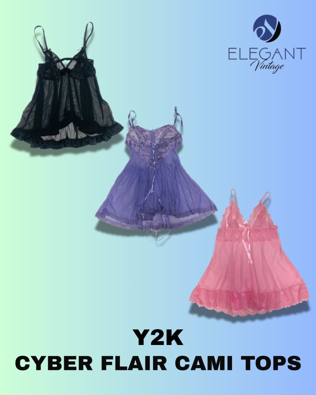 Y2K Cyber Flair Cami Tops - EV1292
