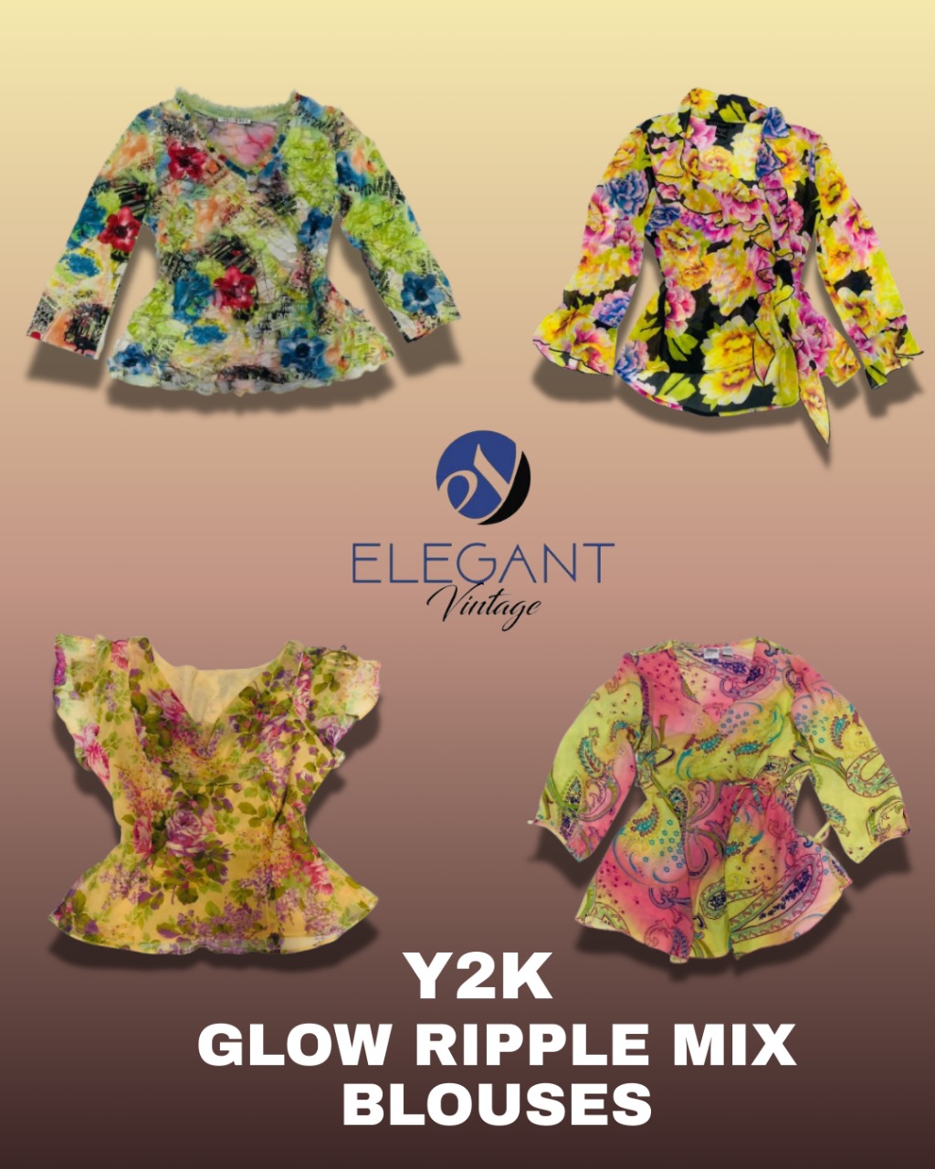 Y2K Glow Ripple Mix Blusen - EV1303