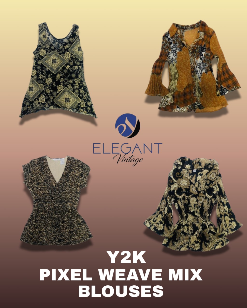 Y2K Pixel Weave Mix Blusen - EV1304
