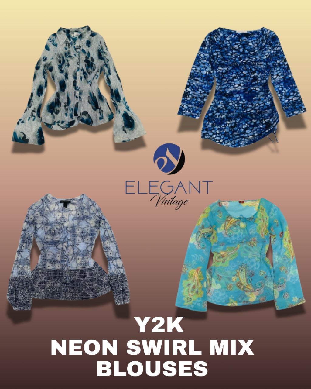 Y2K Neon Swirl Mix Blusen - EV1305