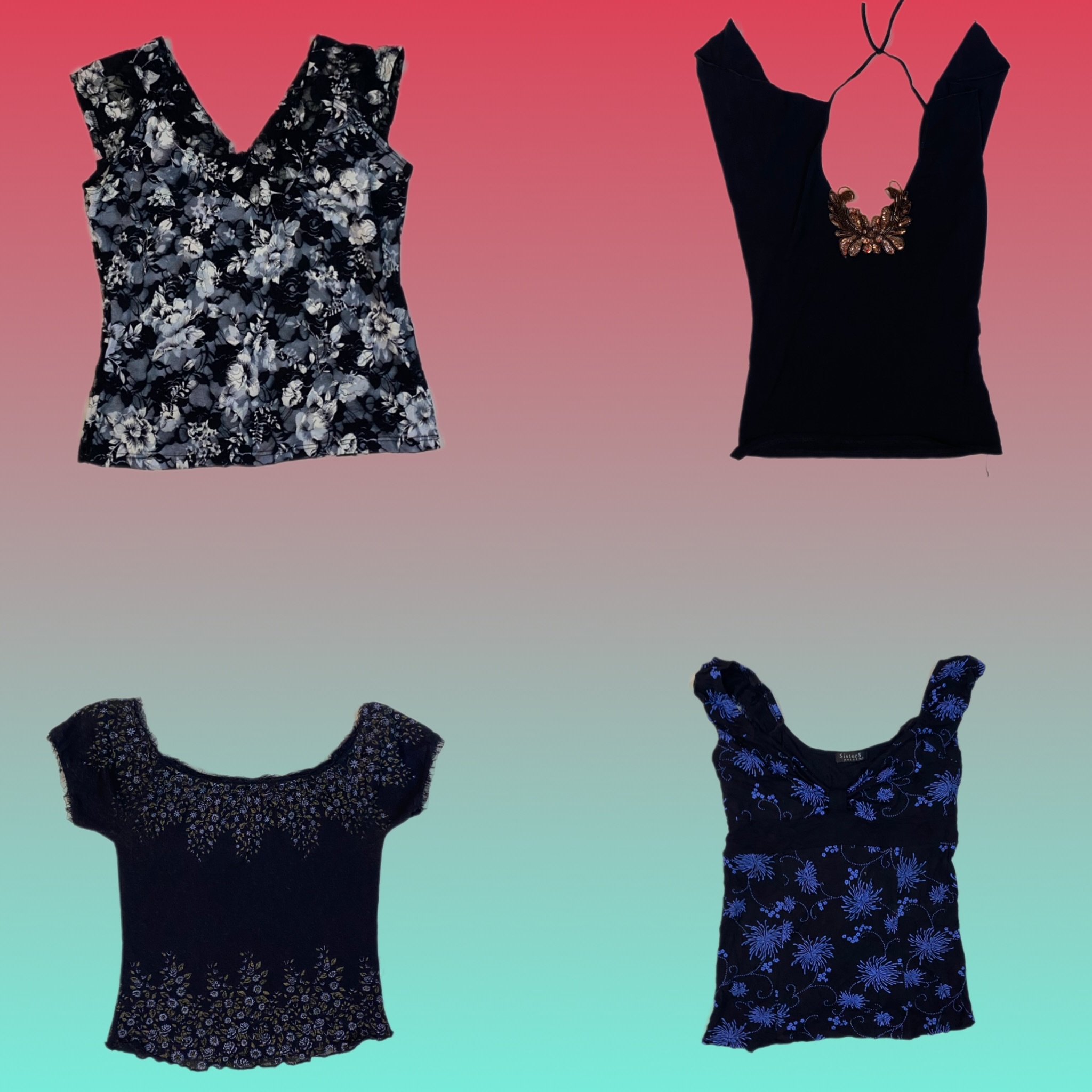 Y2K Gothic black tops (TS-1675)