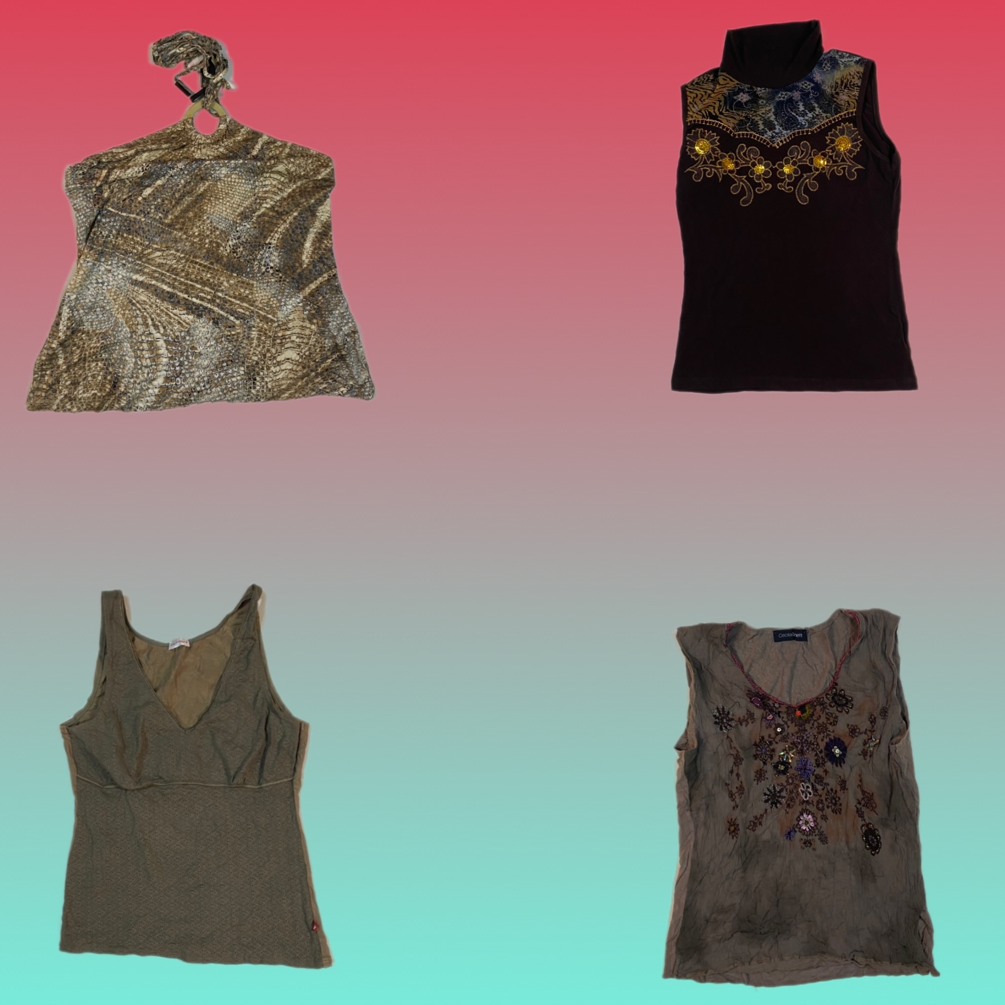 Y2K earthy vibe cami tops (TS-1680)