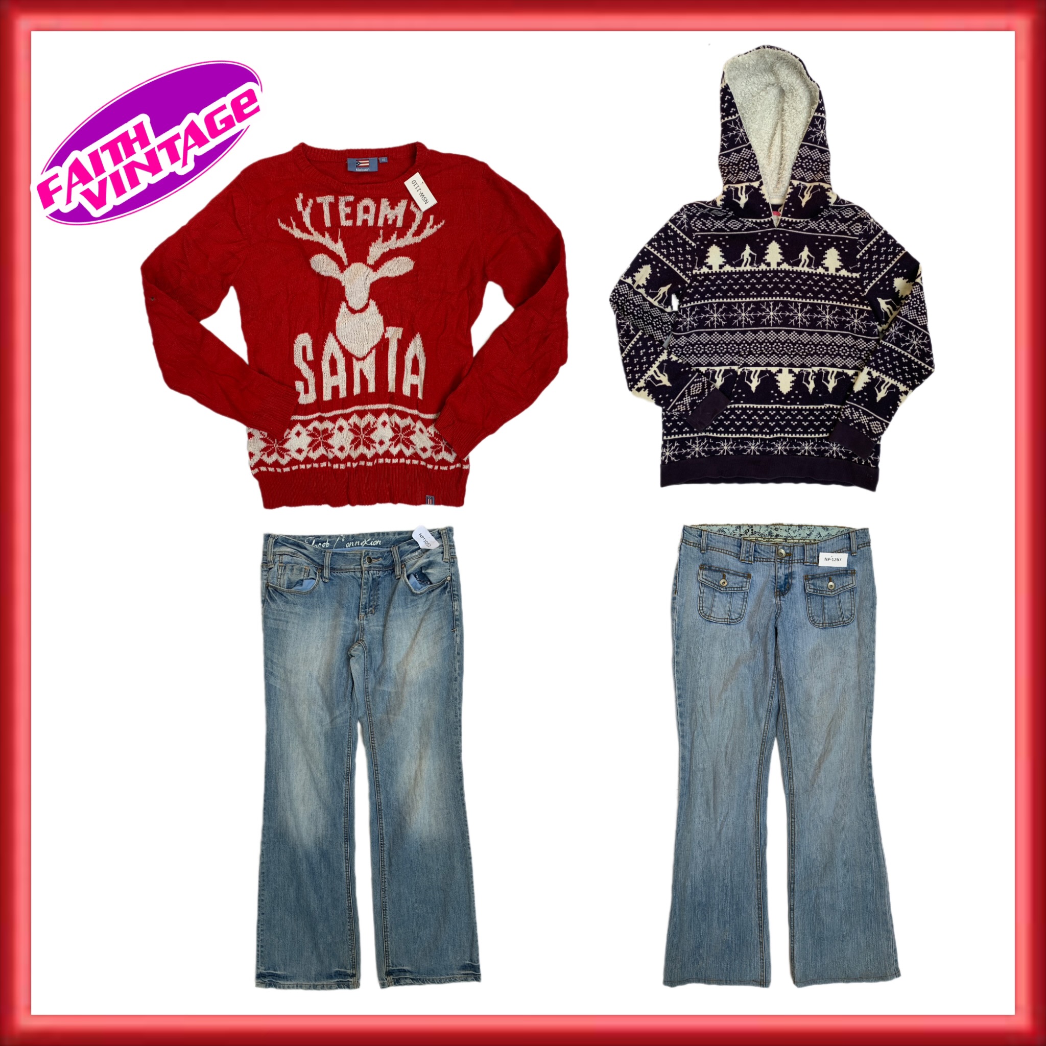 Maglione di Natale e Mix di Jeans (FV-165)