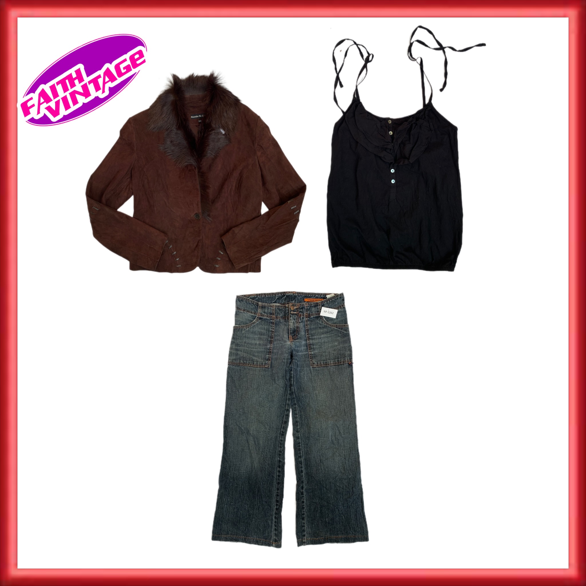 Maglie tono terra, jeans e mix di cappotto afghano (FV-164)