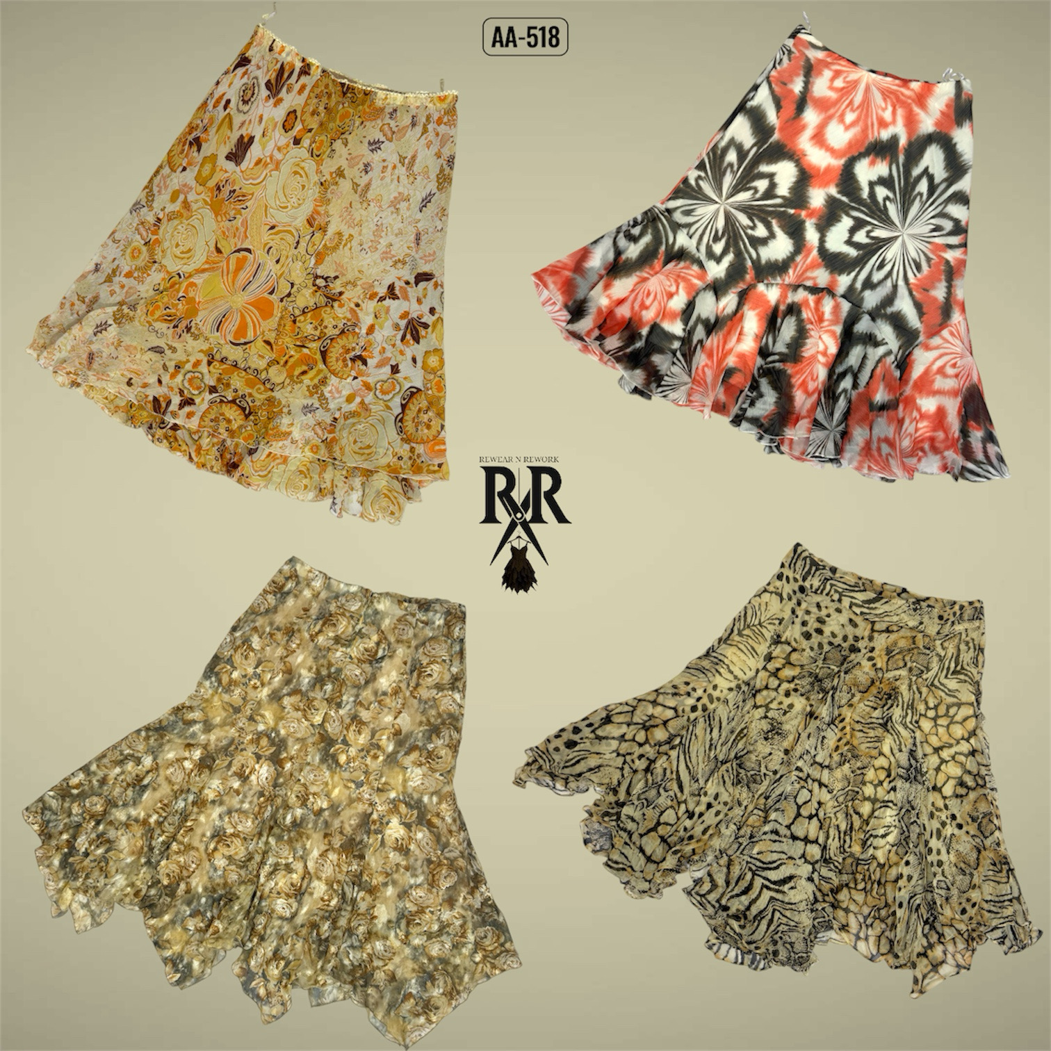 Y2K Floral Mix Poly Skirts (AA-518)