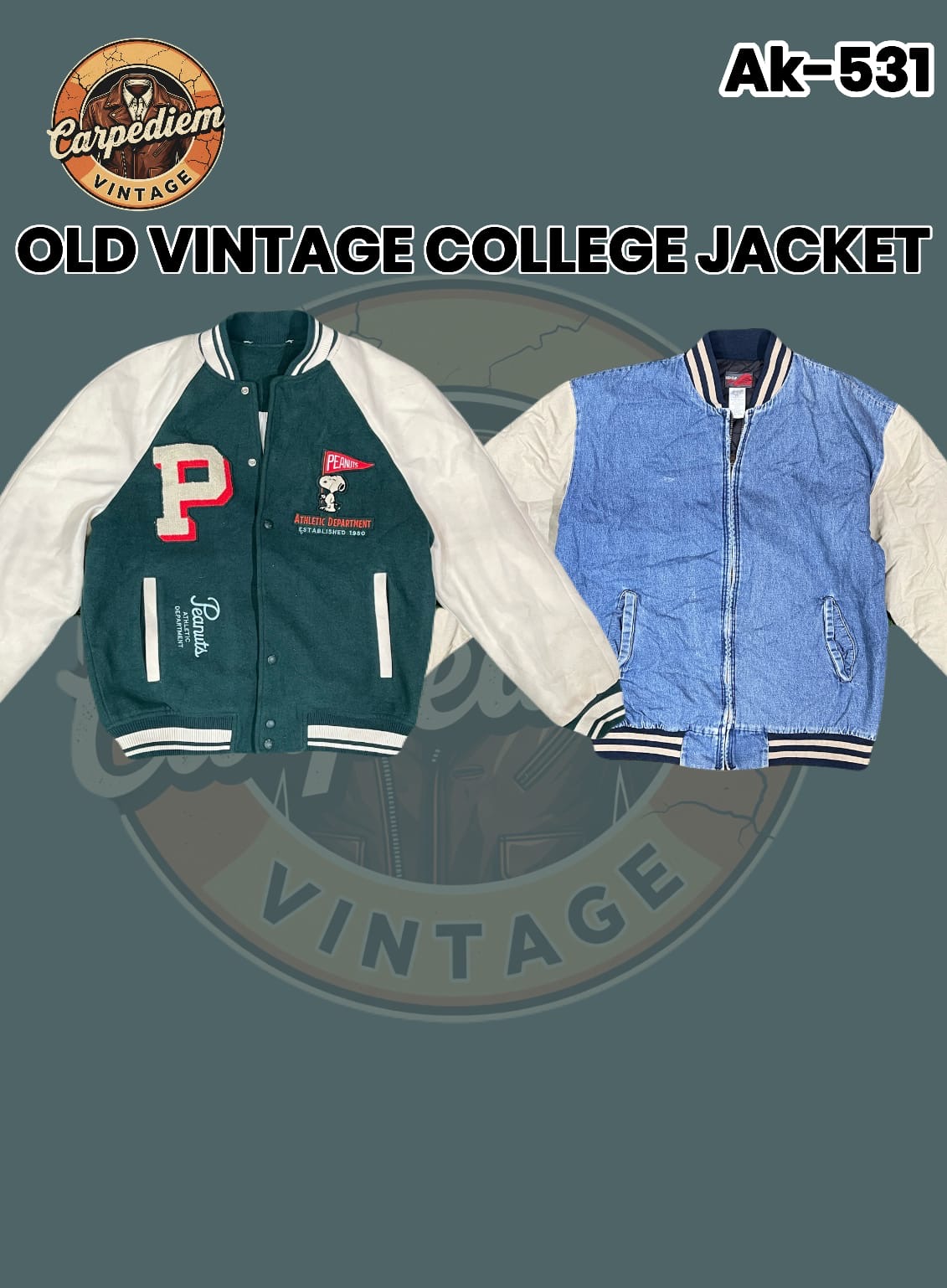 Jaqueta de faculdade vintage antiga Ak-531