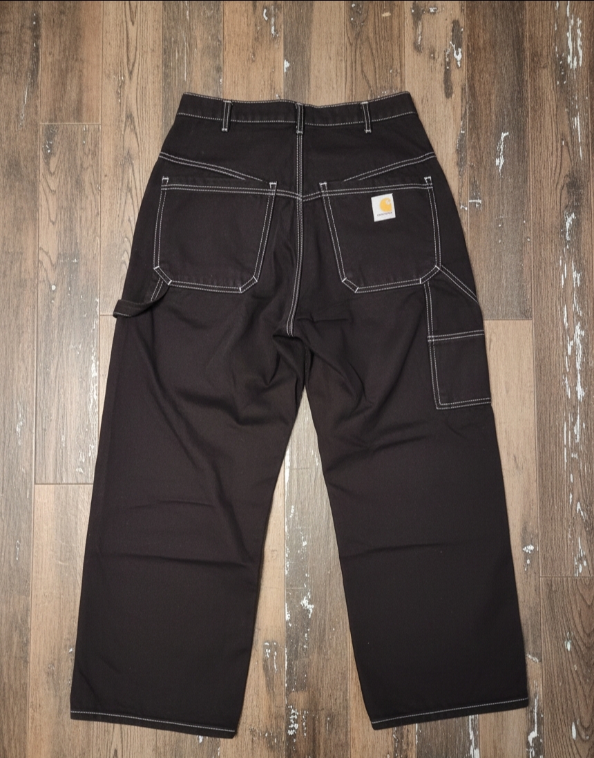 Carhartt rework style pantaloni da falegname neri a doppia ginocchiera
