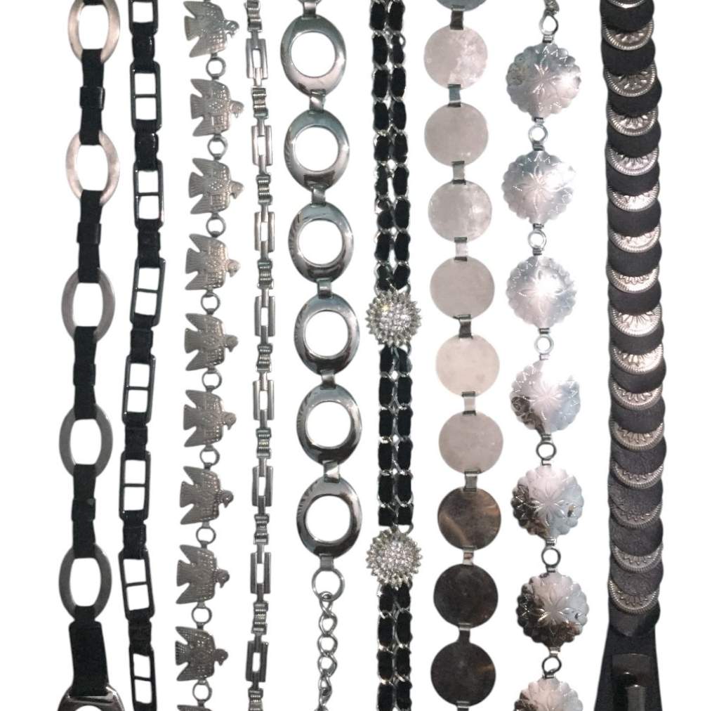 Y2K Silver and Black Chain Belts