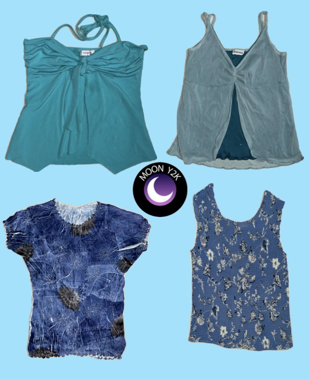 Y2k oceanic blue tops mix (M-908)